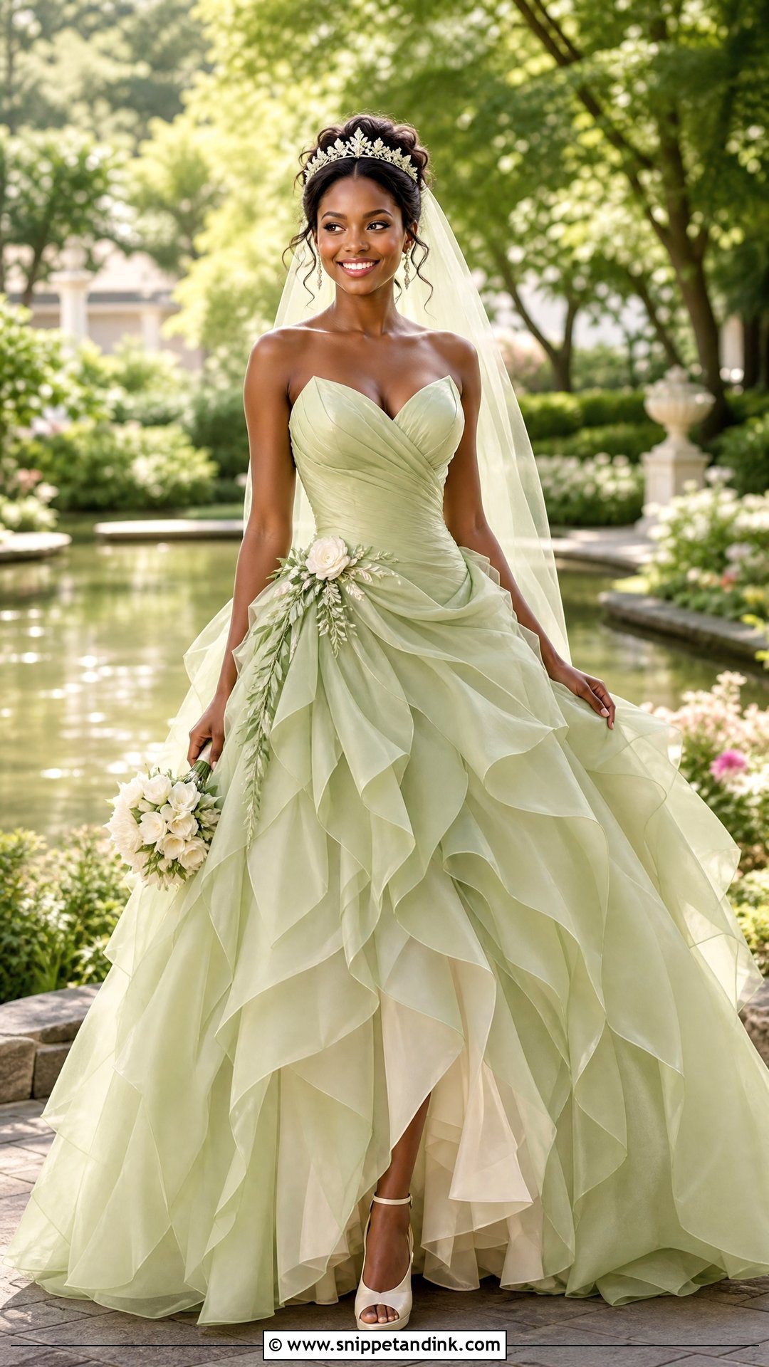 Green Princess Tiana Ball Gown - Snippet and Ink - 20 Princess Tiana Wedding Dress Ideas