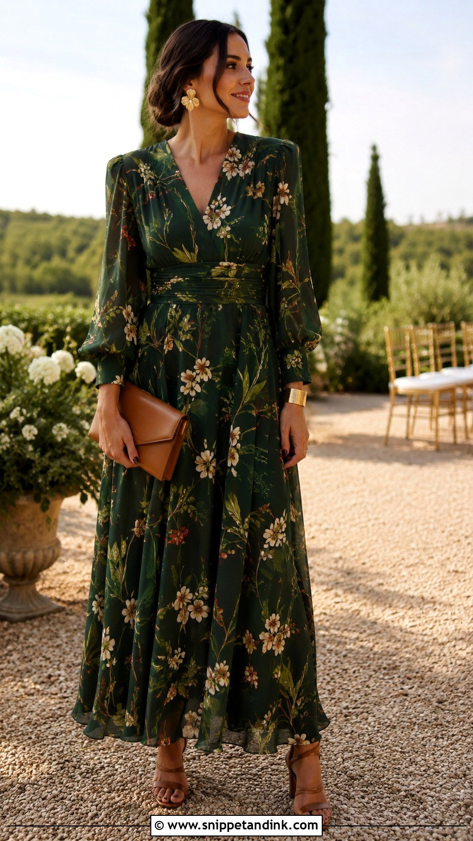 Green Printed Maxi Wedding Dress Outfit - Snippet and Ink - 20 Classy Dress Outfits for Wedding