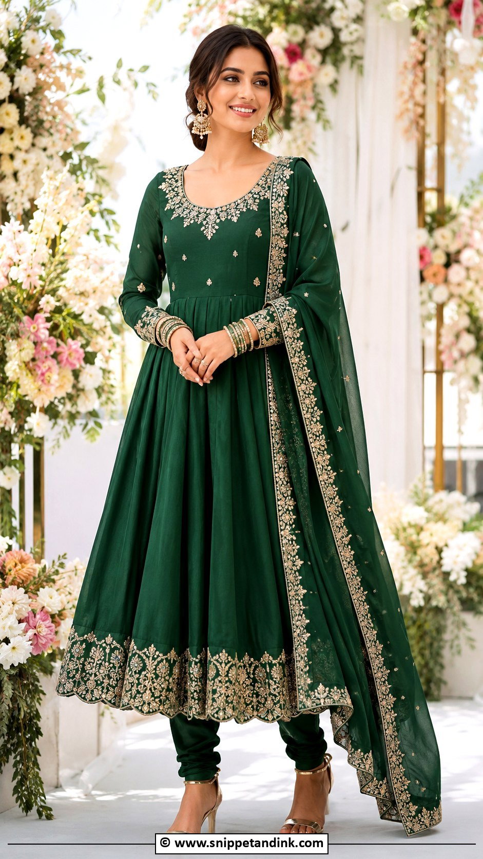 Green Punjabi Anarkali Suit - Snippet and Ink - 30 Punjabi Wedding Suit Ideas