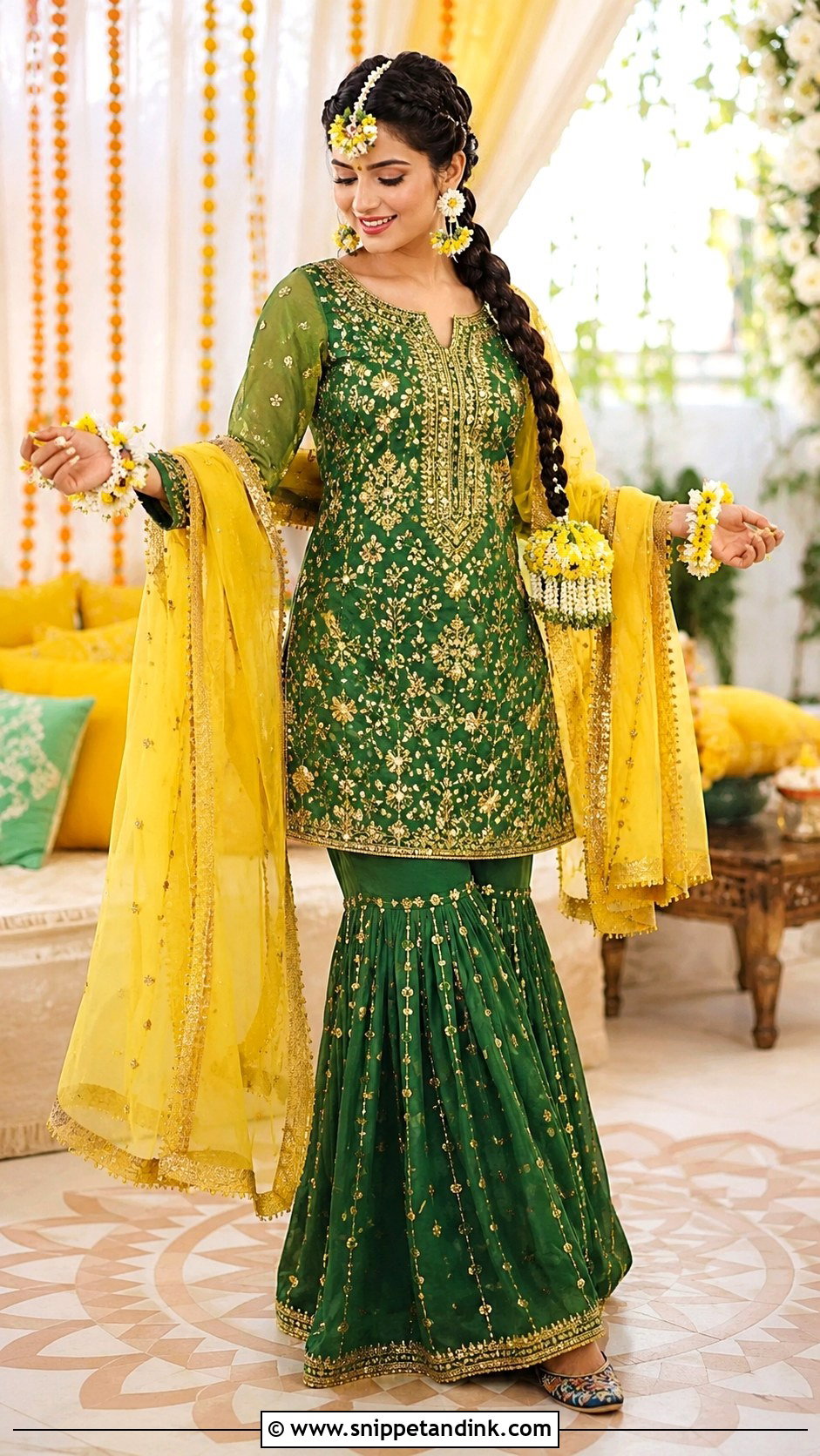 Green Punjabi Bridal Mehndi Suit - Snippet and Ink - 25 Punjabi Bridal Suit Ideas