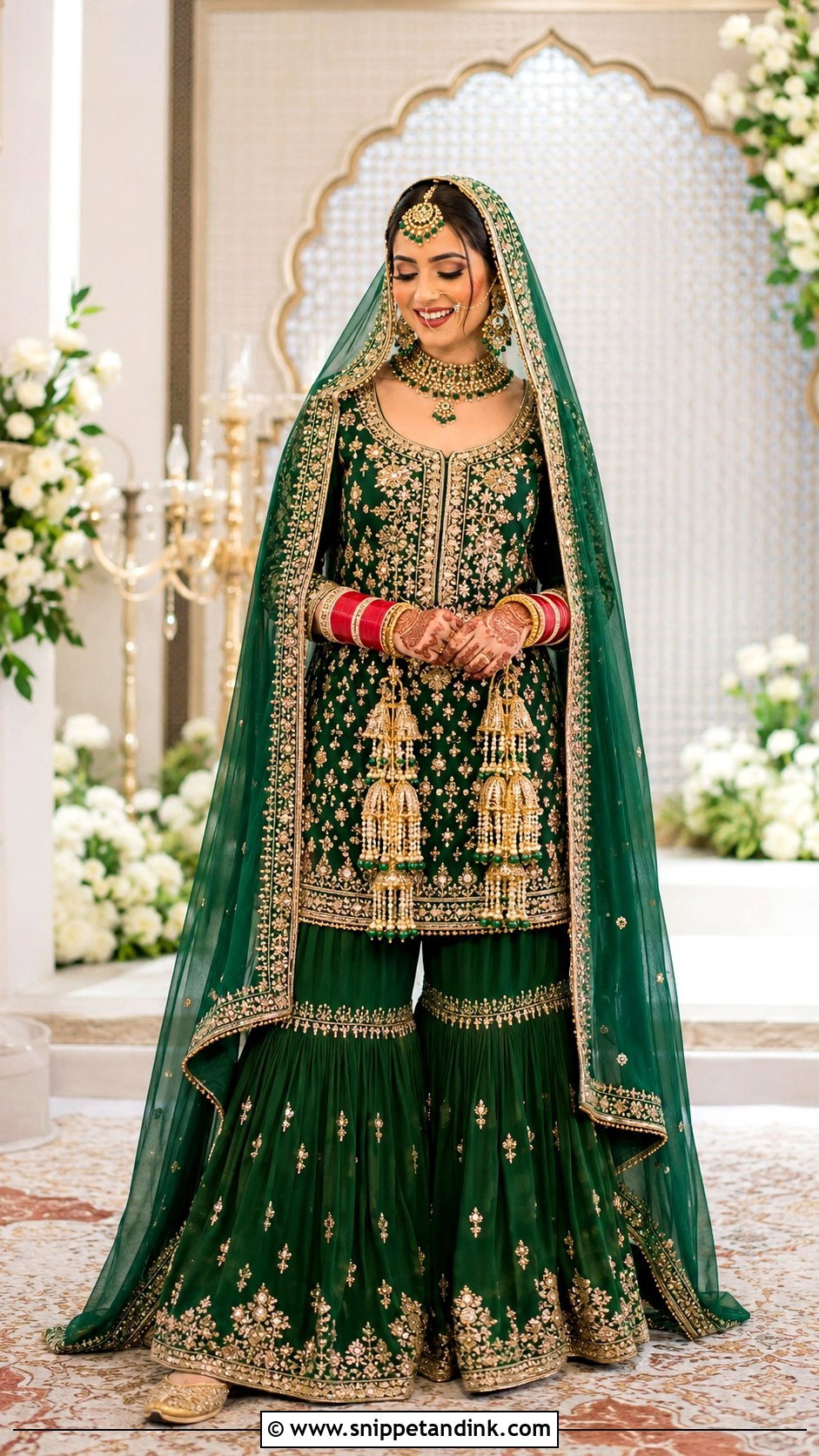 Green Punjabi Bridal Sharara Suit - Snippet and Ink - 25 Punjabi Wedding Suit Bridal Sikh Bride Ideas