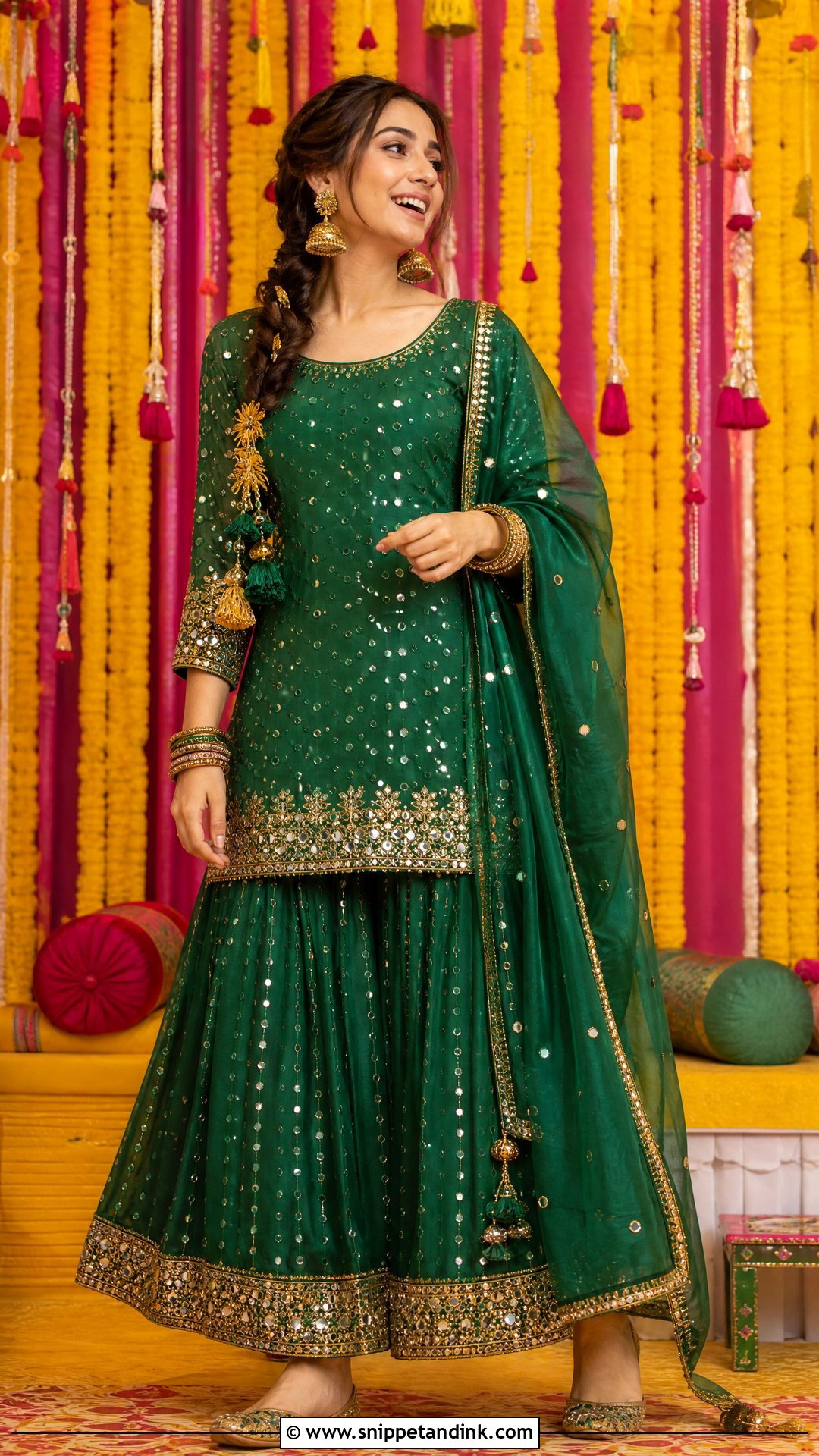 Green Punjabi Mehndi Outfit - Snippet and Ink - 25 Punjabi Wedding Outfits