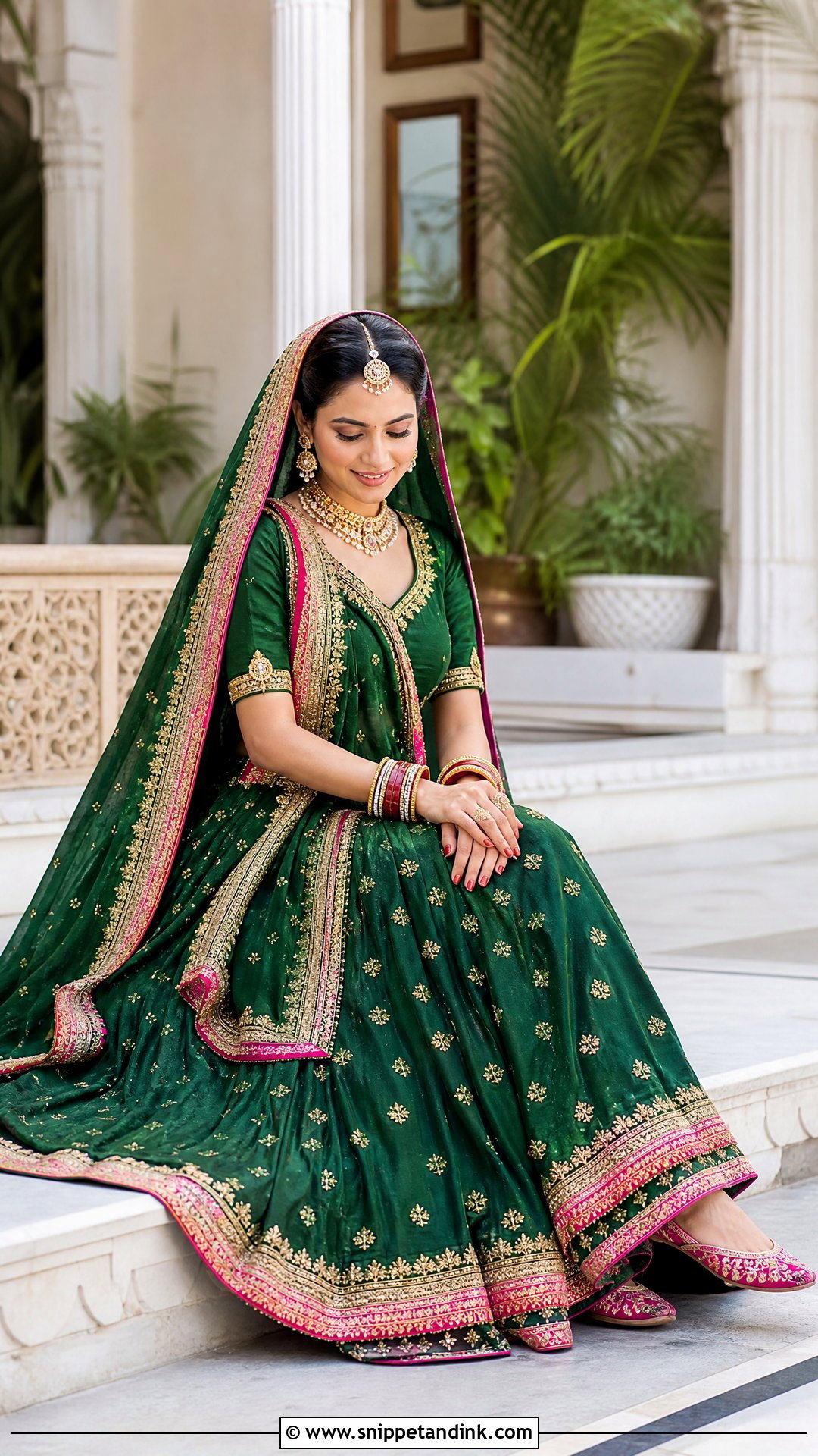 Green Rajputana Mehndi Look - Snippet and Ink - 20 Rajputana Bride Ideas