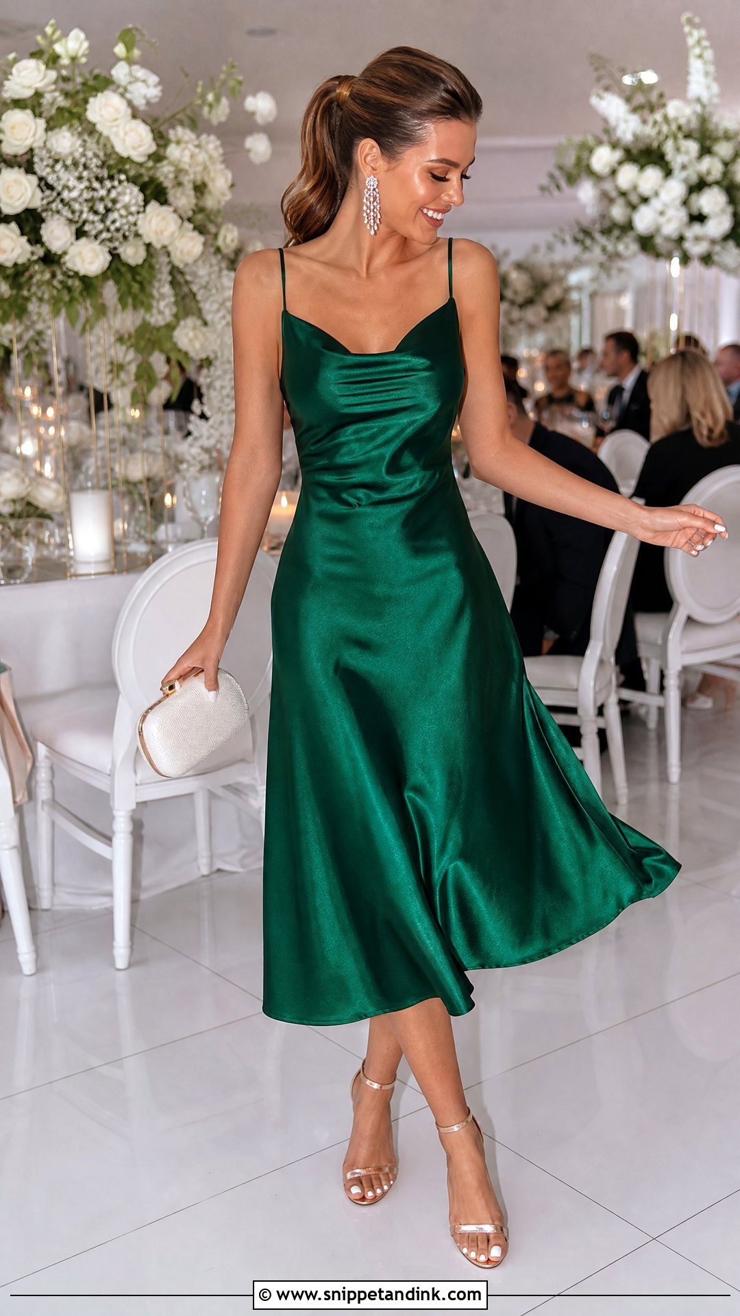 Green Reception Wedding Dress With Statement Earrings - Snippet and Ink - 25 Green Wedding Dress for Bride Ideas