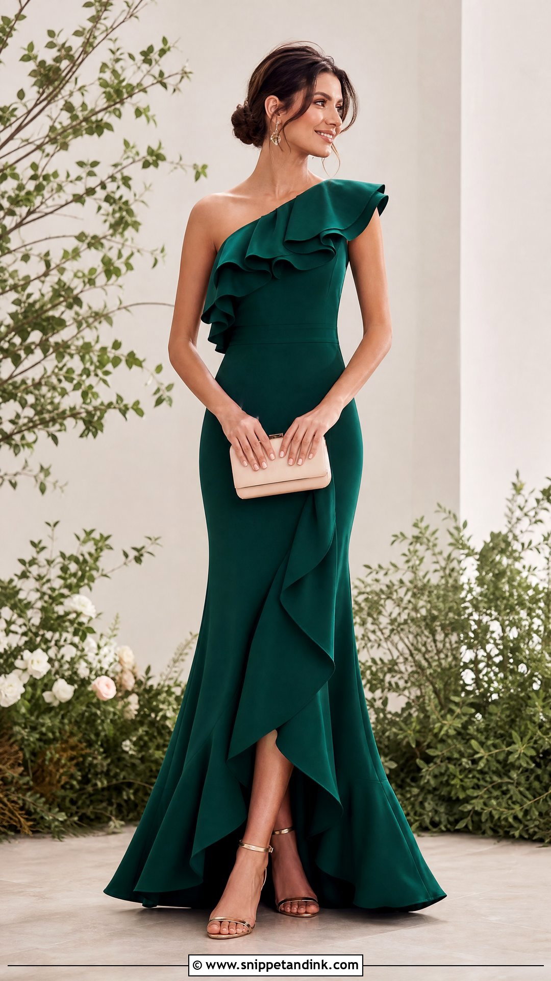 Green Ruffle Flair Gown Outfit - Snippet and Ink - 20 Flair Gown Ideas