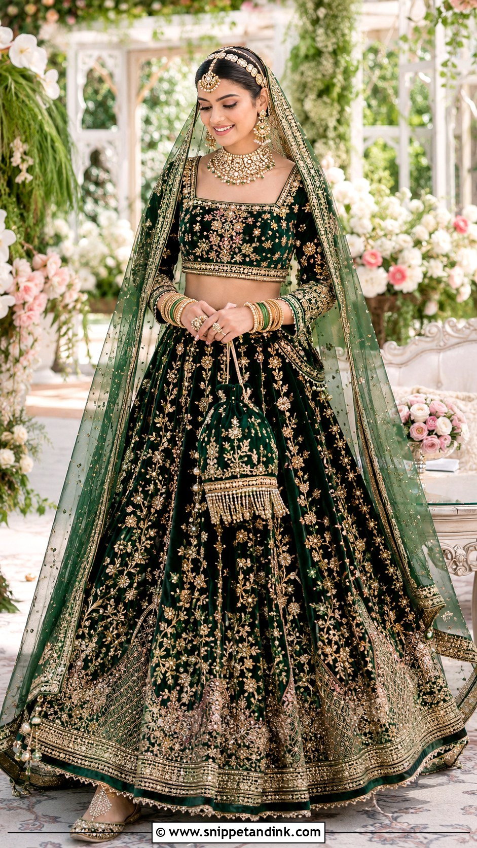 Green Sajna Bridal Lehenga - Snippet and Ink - 20 Sajna Bridal Wear Designer Ideas