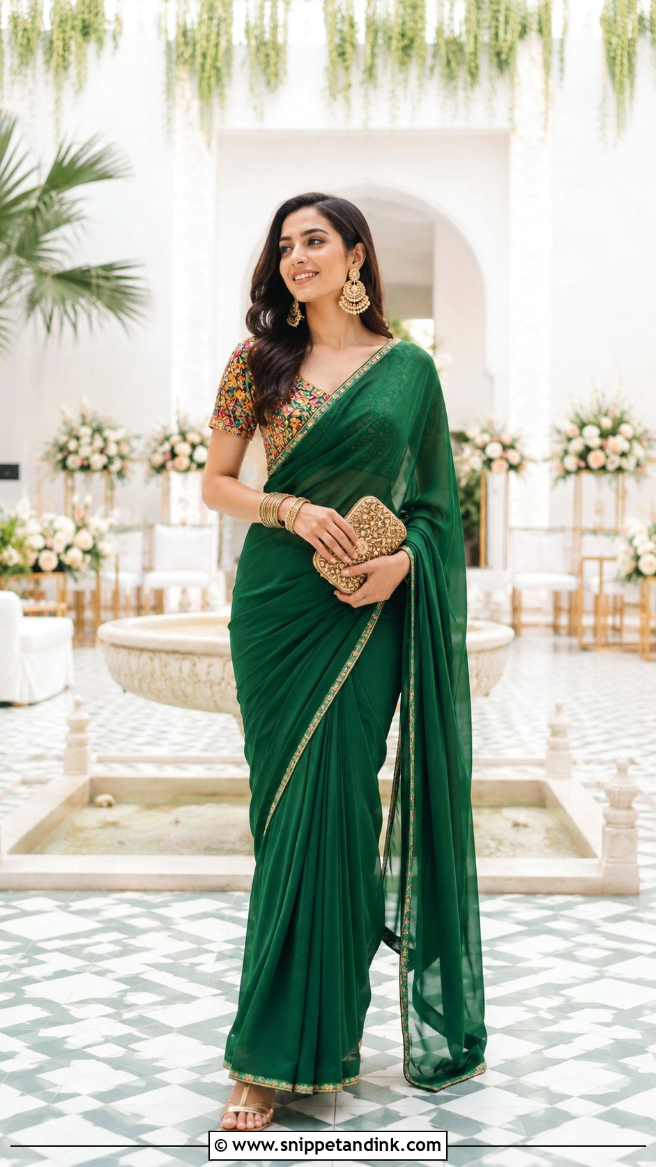 Green Saree Mehndi Dress - Snippet and Ink - 20 Mehndi Event Dresses