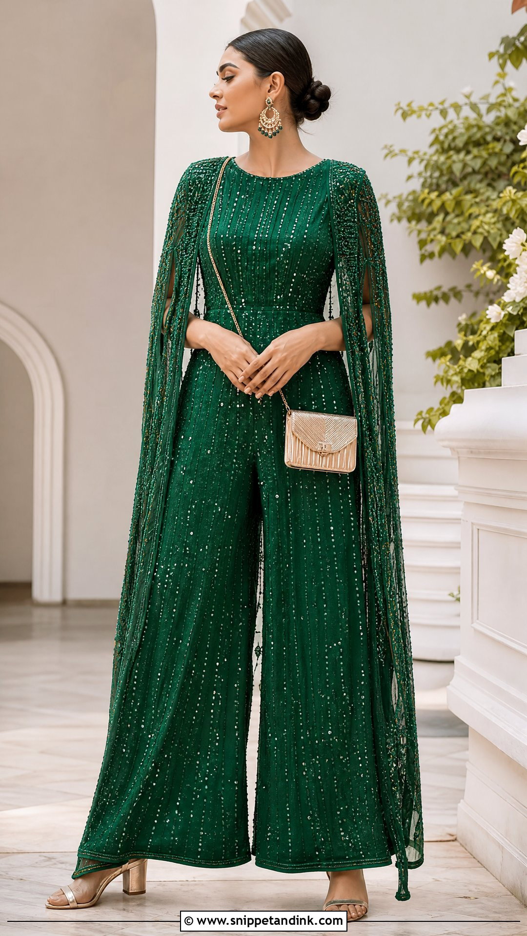 Green Sequin Jumpsuit for Mehndi - Snippet and Ink - 25 Dresses for Mehndi Function