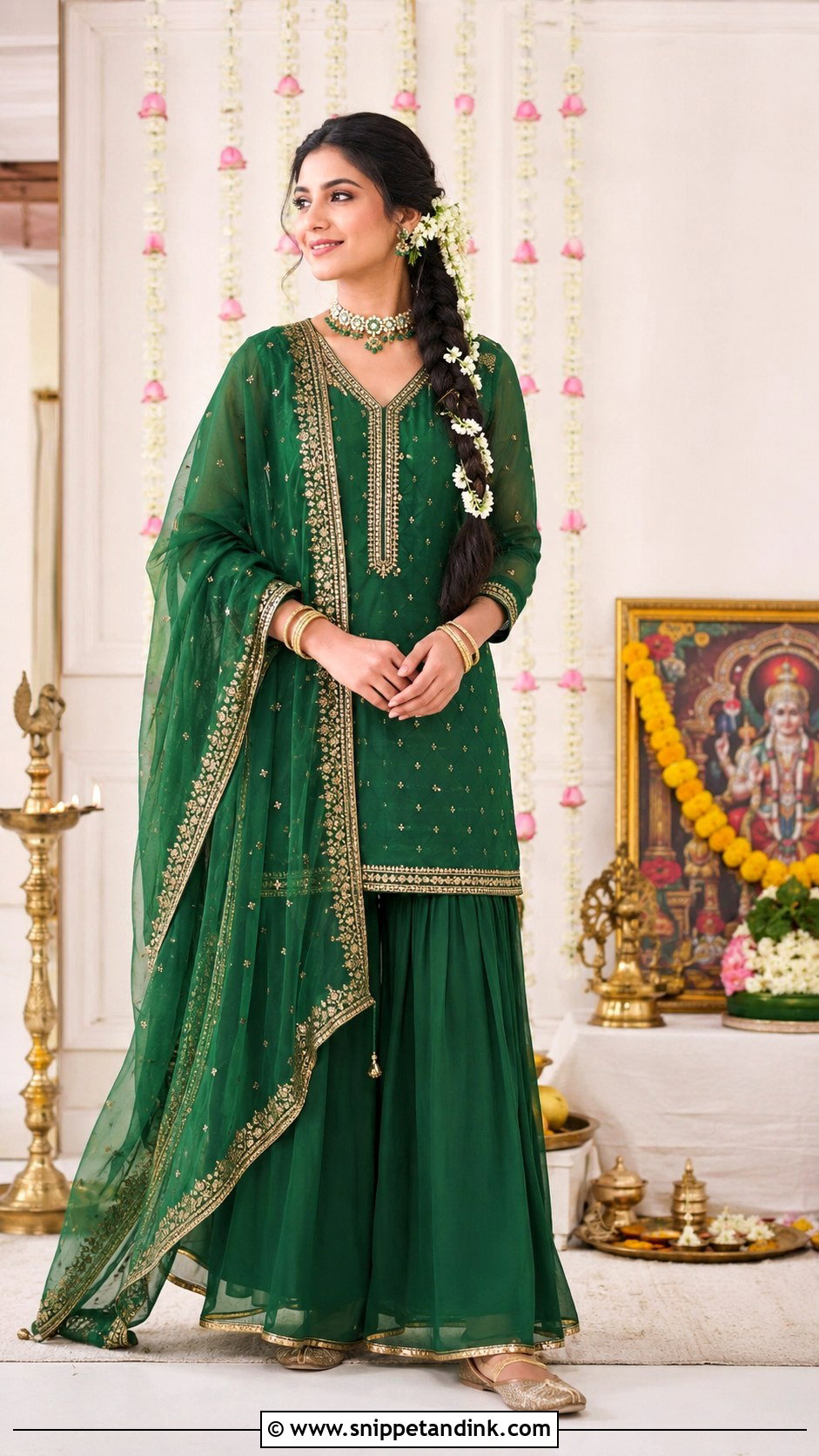 Green Sharara Grahshanti Outfit - Snippet and Ink - 20 Grahshanti Outfit for Bridal Ideas