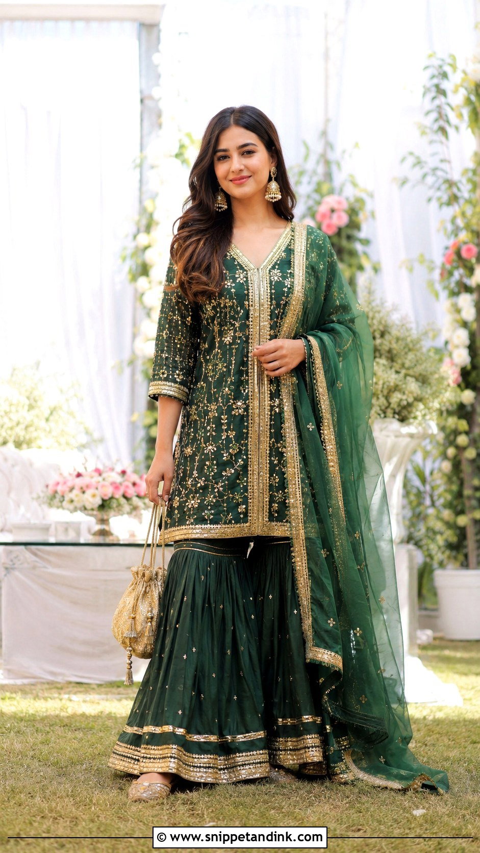 Green Sharara Mehendi Dress - Snippet and Ink - 20 Dress for Mehendi Ideas