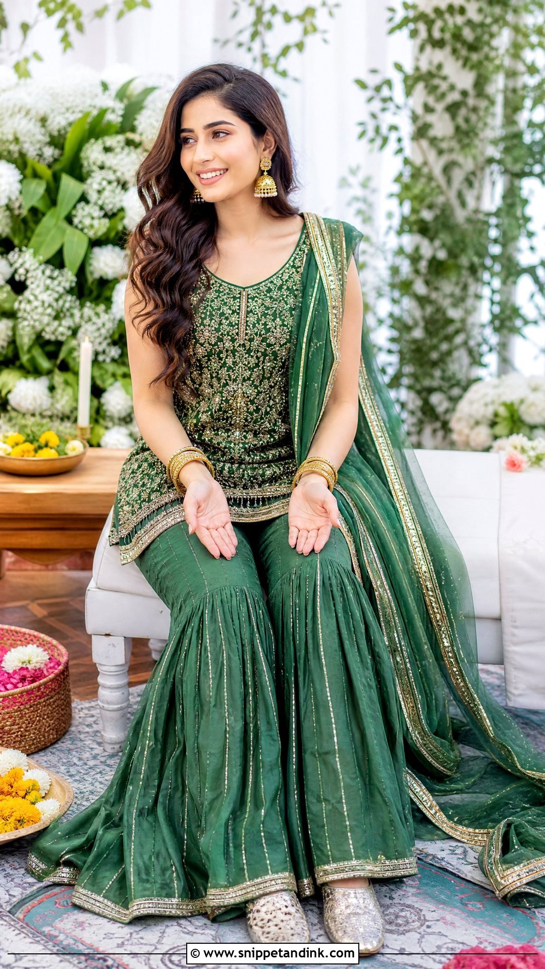 Green Sharara Mehendi Outfit - Snippet and Ink - 25 Haldi Mehendi Outfit Ideas