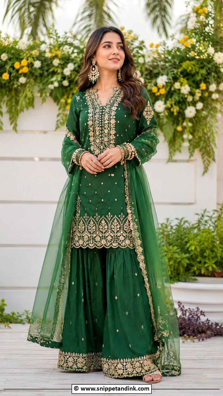 Green Sharara Mehndi Outfit - Snippet and Ink - 30 Mehandi Dresses Mehndi Outfit