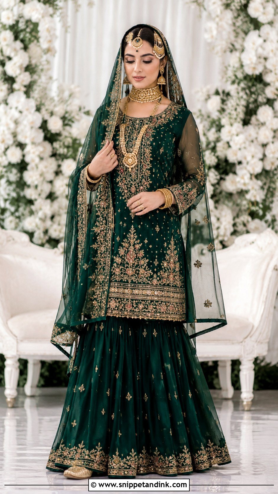 Green Sharara With Passa - Snippet and Ink - 20 90s Indian Bride Ideas