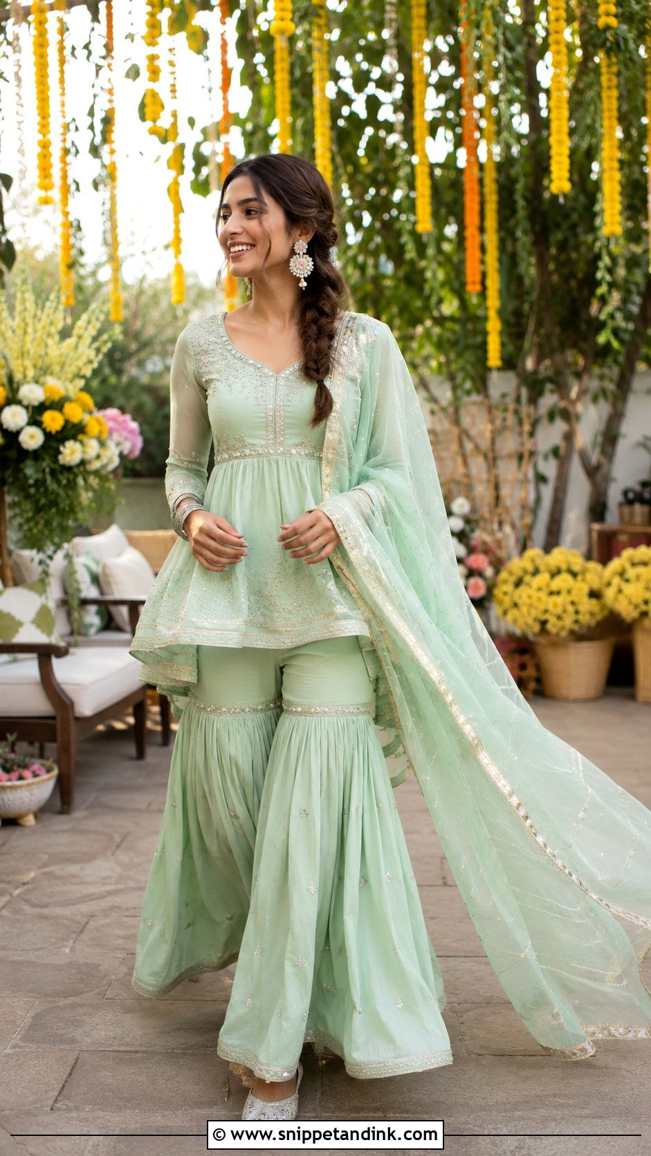 Green Sharara for Indian Wedding Mehndi - Snippet and Ink - 20 Indian Wedding Dresses Ideas