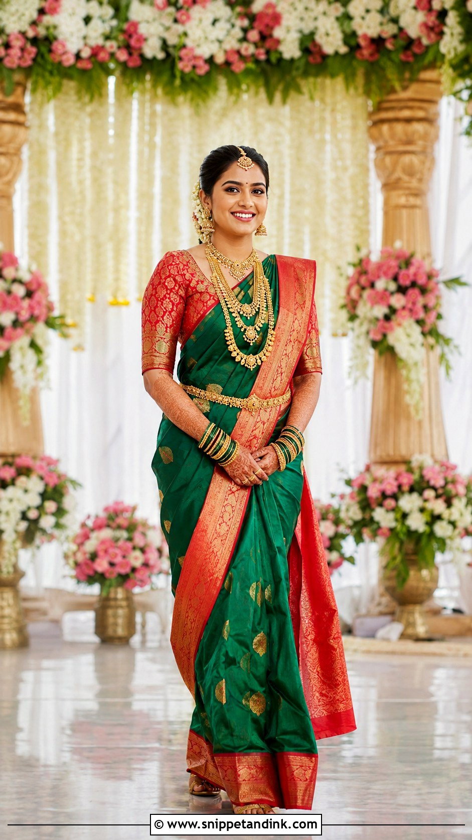 Green Silk GSB Konkani Bride - Snippet and Ink - 20 Gsb Konkani Bride Ideas