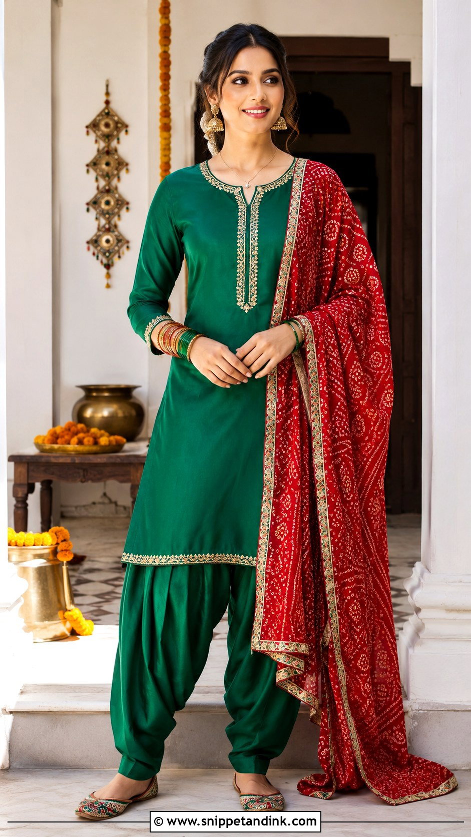 Green Silk Salwar Suit Grah Shanti Outfit - Snippet and Ink - 20 Grah Shanti Outfit Ideas