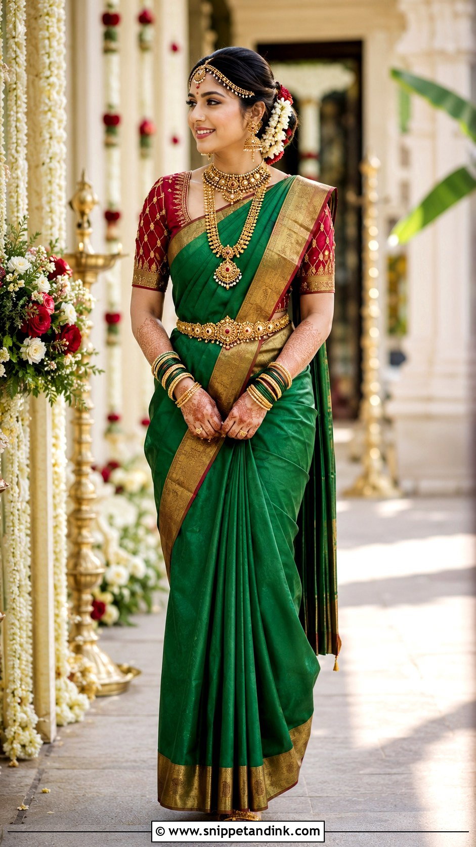 Green Silk Saree Karnataka Bride - Snippet and Ink - 25 Karnataka Bride Ideas