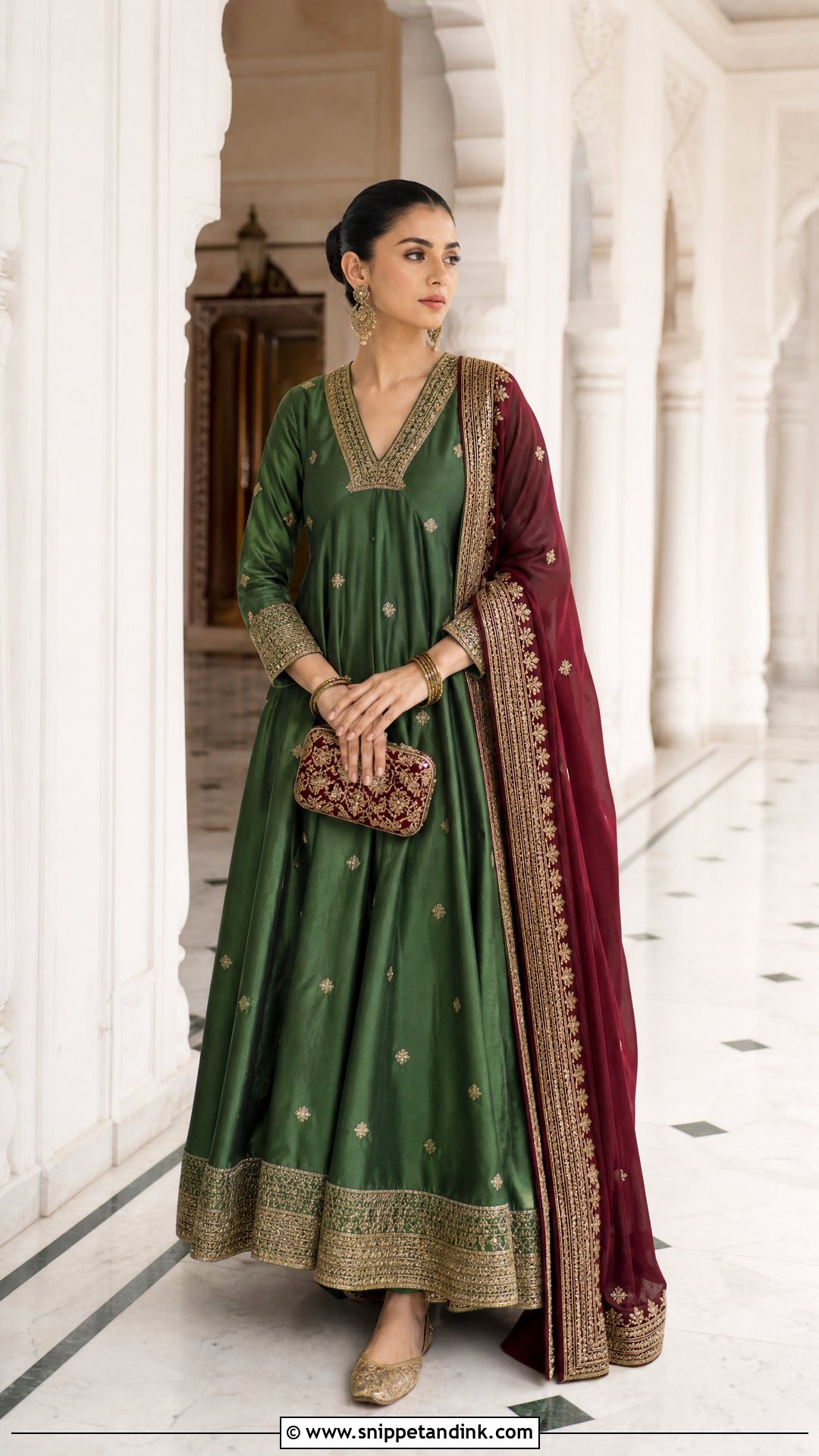 Green Silk Traditional Gown - Snippet and Ink - 20 Traditional Gown Ideas