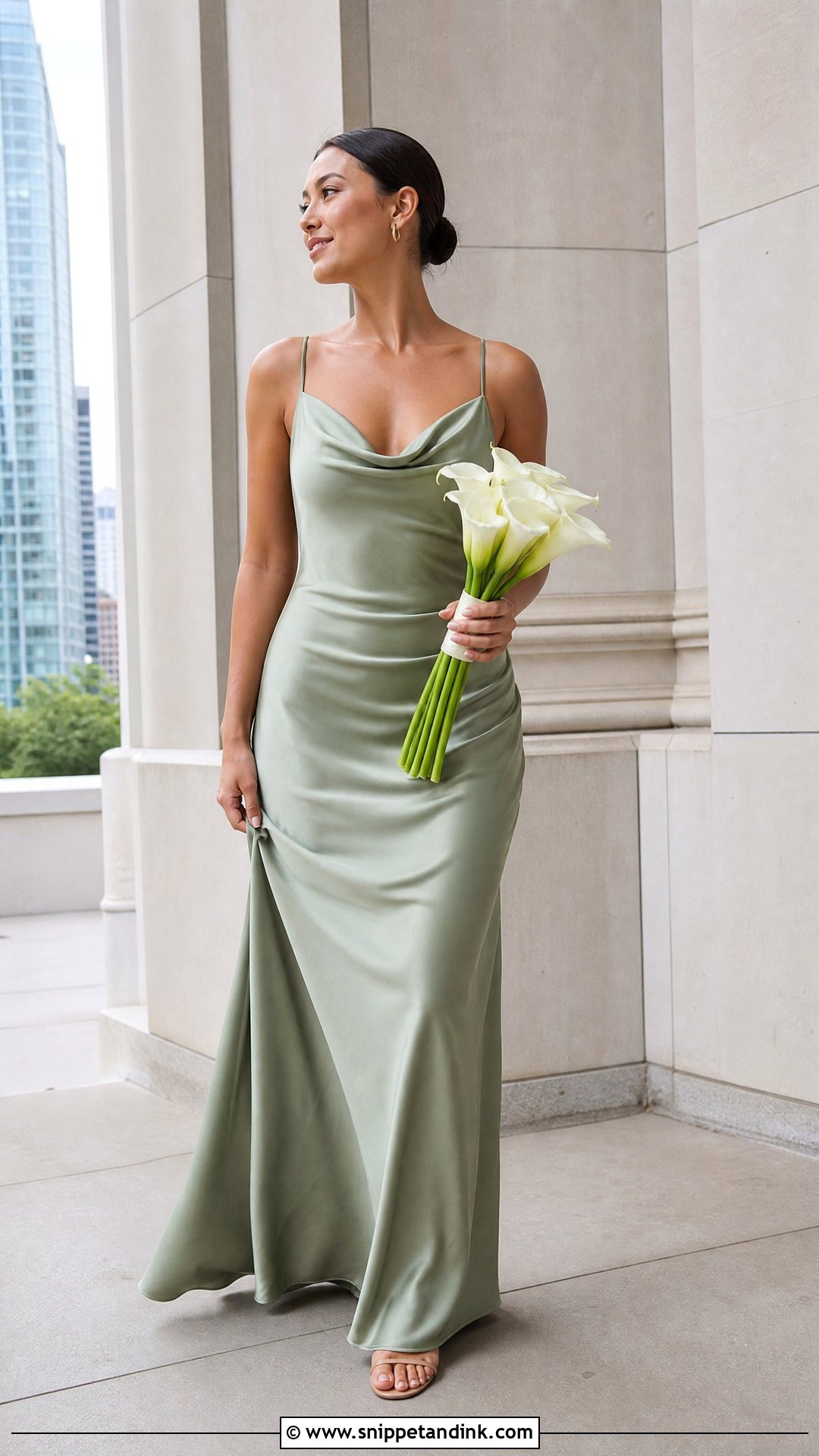 Green Slip Wedding Dress With Strappy Sandals - Snippet and Ink - 25 Green Wedding Dress for Bride Ideas