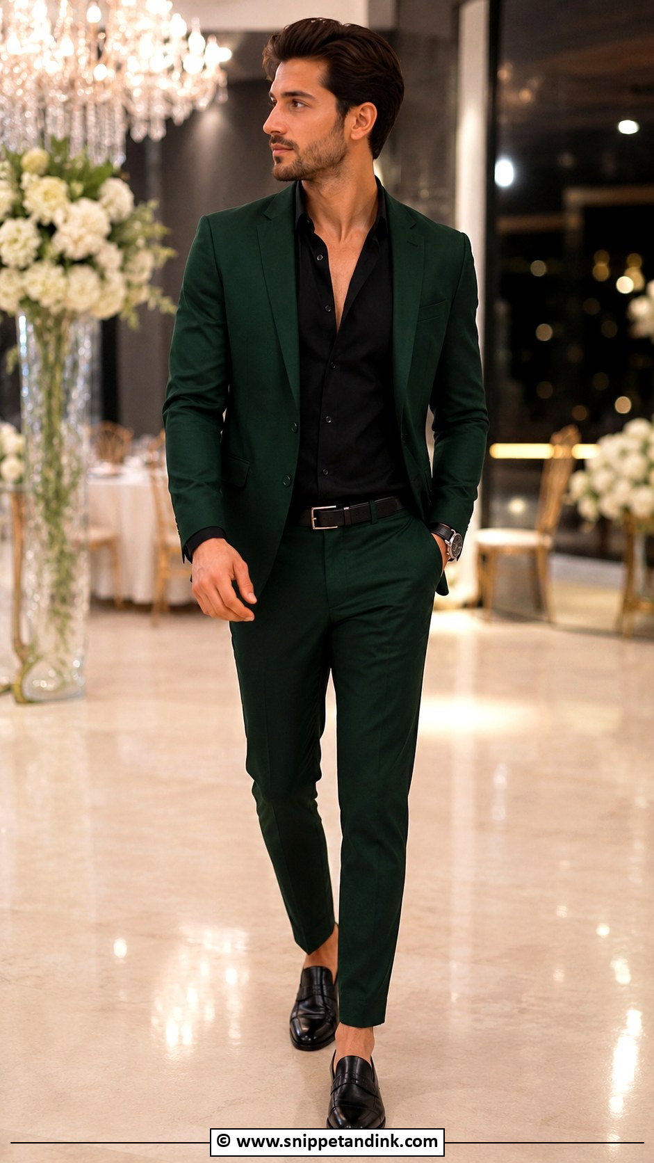 Green Suit With Black Shirt - Snippet and Ink - 30 Green Wedding Suit Ideas