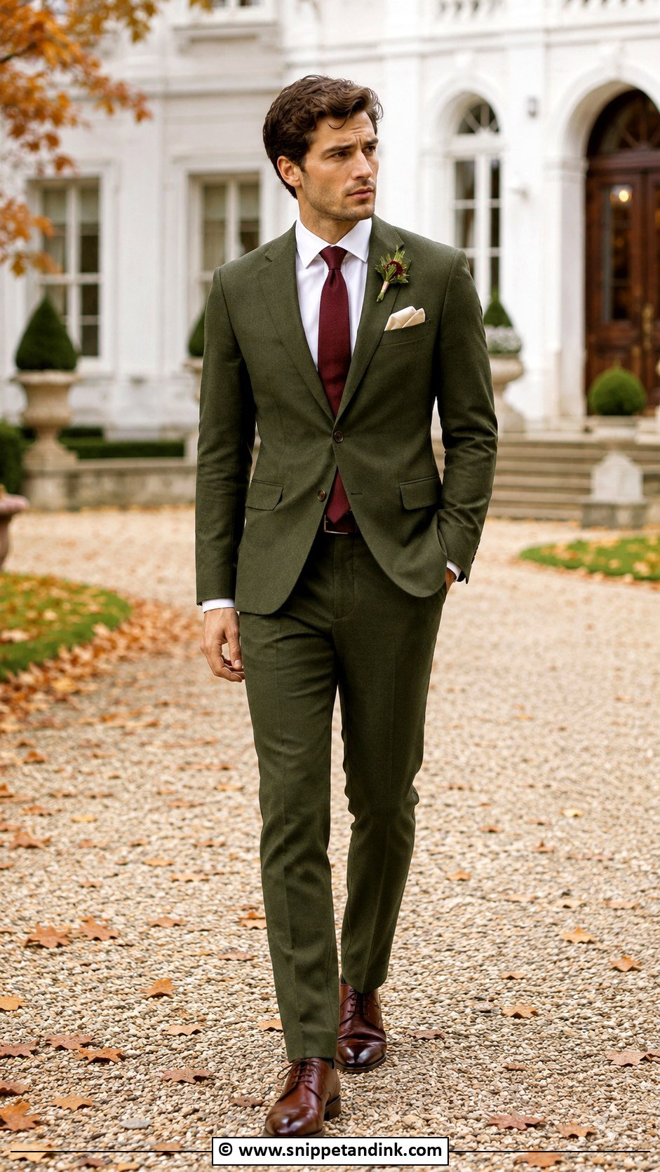 Green Suit With Burgundy Tie - Snippet and Ink - 30 Green Wedding Suit Ideas