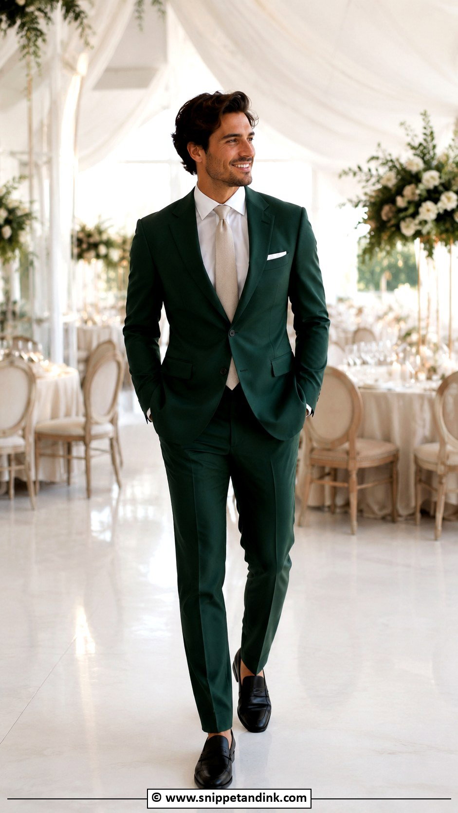 Green Suit With Champagne Tie - Snippet and Ink - 30 Green Wedding Suit Ideas