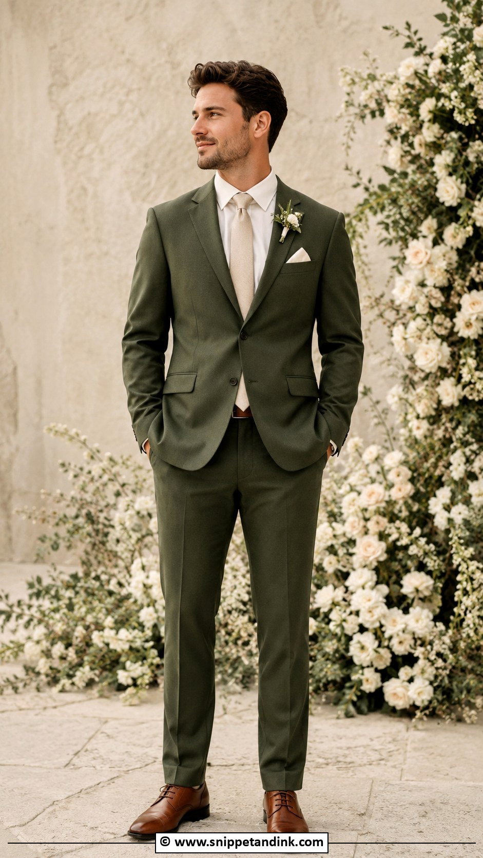 Green Suit With Cream Shirt - Snippet and Ink - 30 Green Wedding Suit Ideas