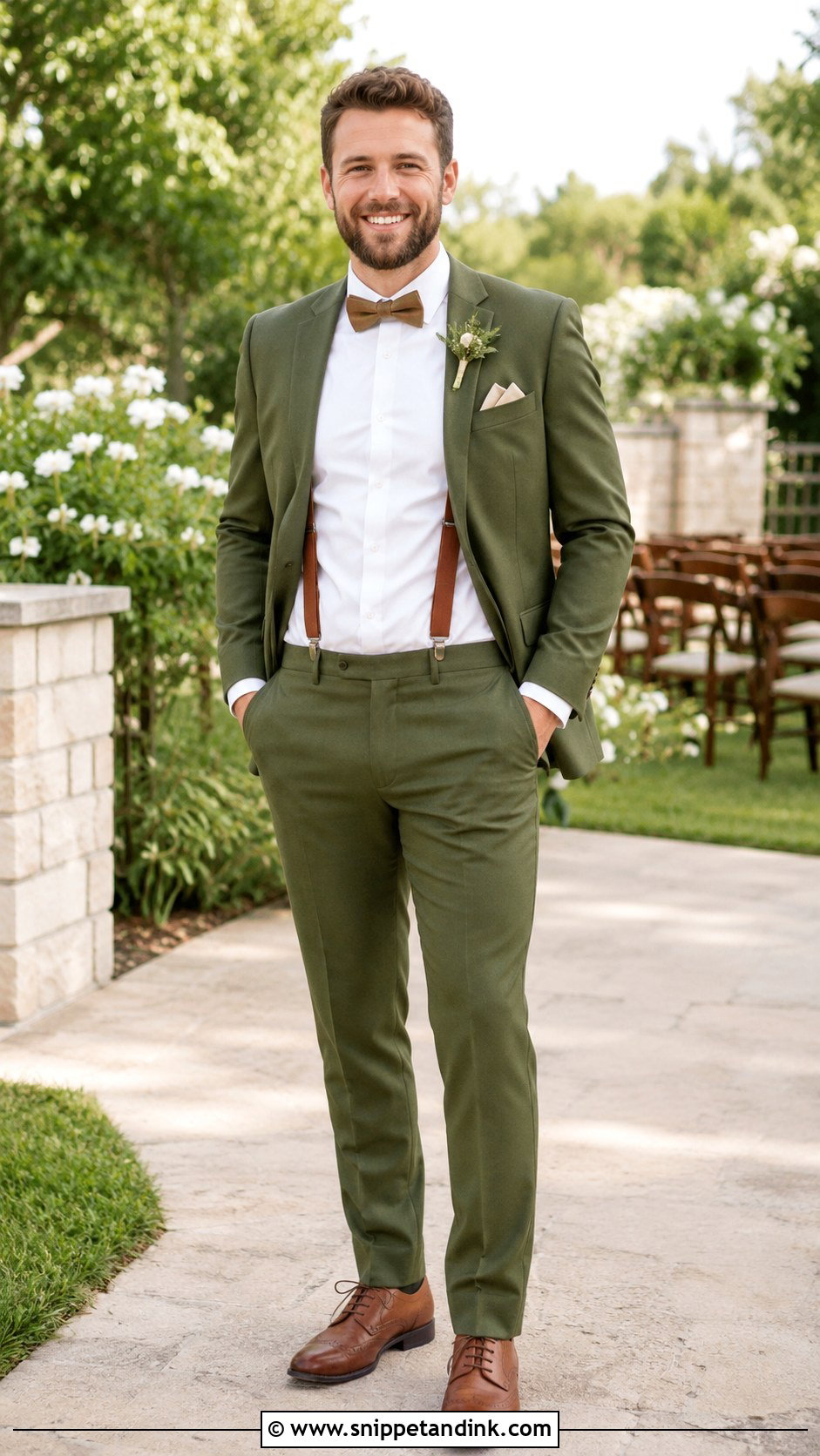 Green Suit With Suspenders - Snippet and Ink - 20 Green Suit Wedding Party Ideas