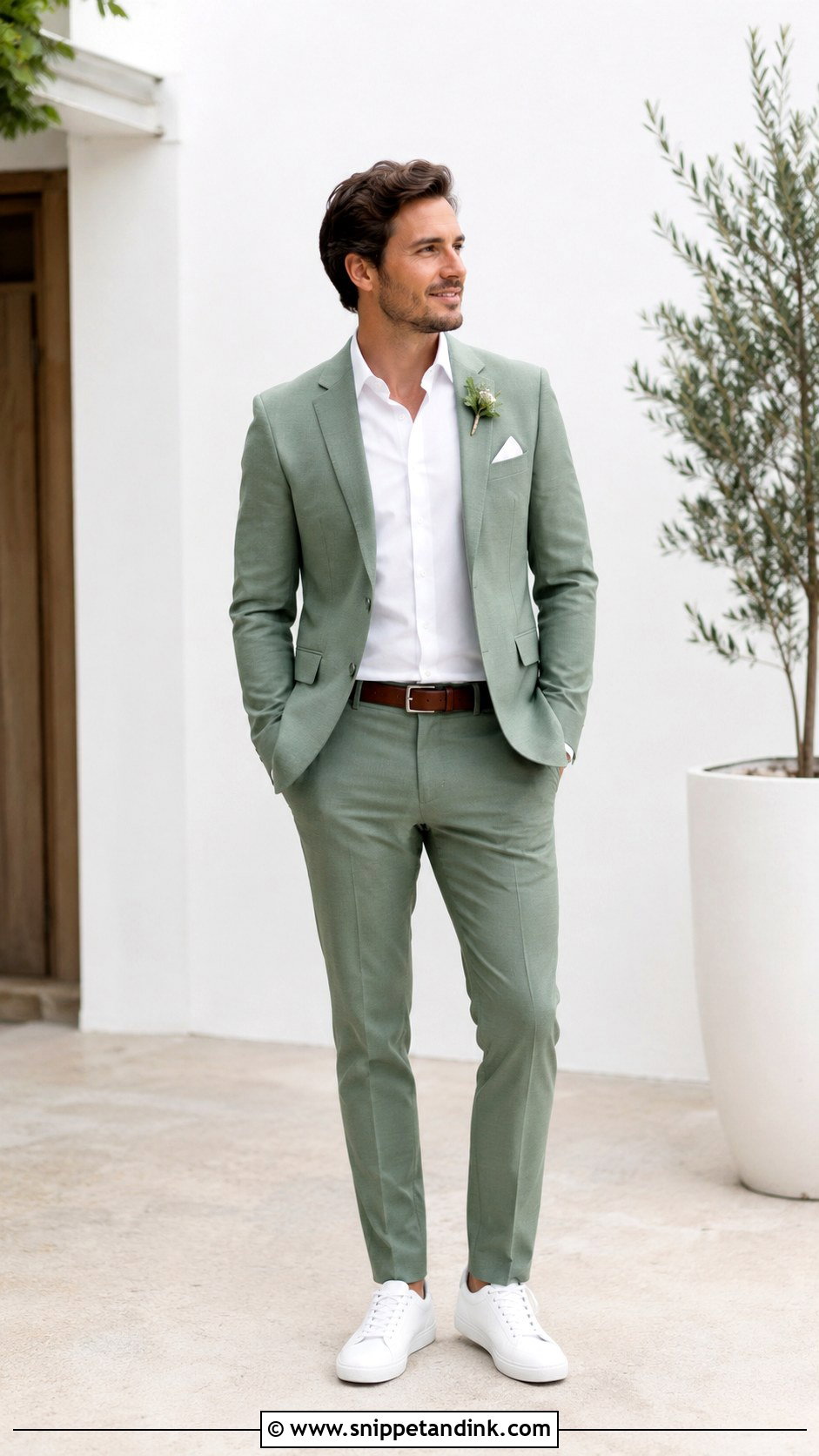 Green Suit With White Sneakers - Snippet and Ink - 20 Green Suit Wedding Party Ideas