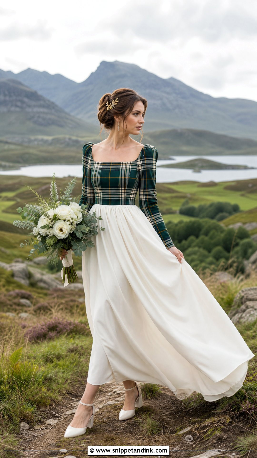 Green Tartan Scottish Wedding Dress - Snippet and Ink - 20 Scottish Wedding Dresses