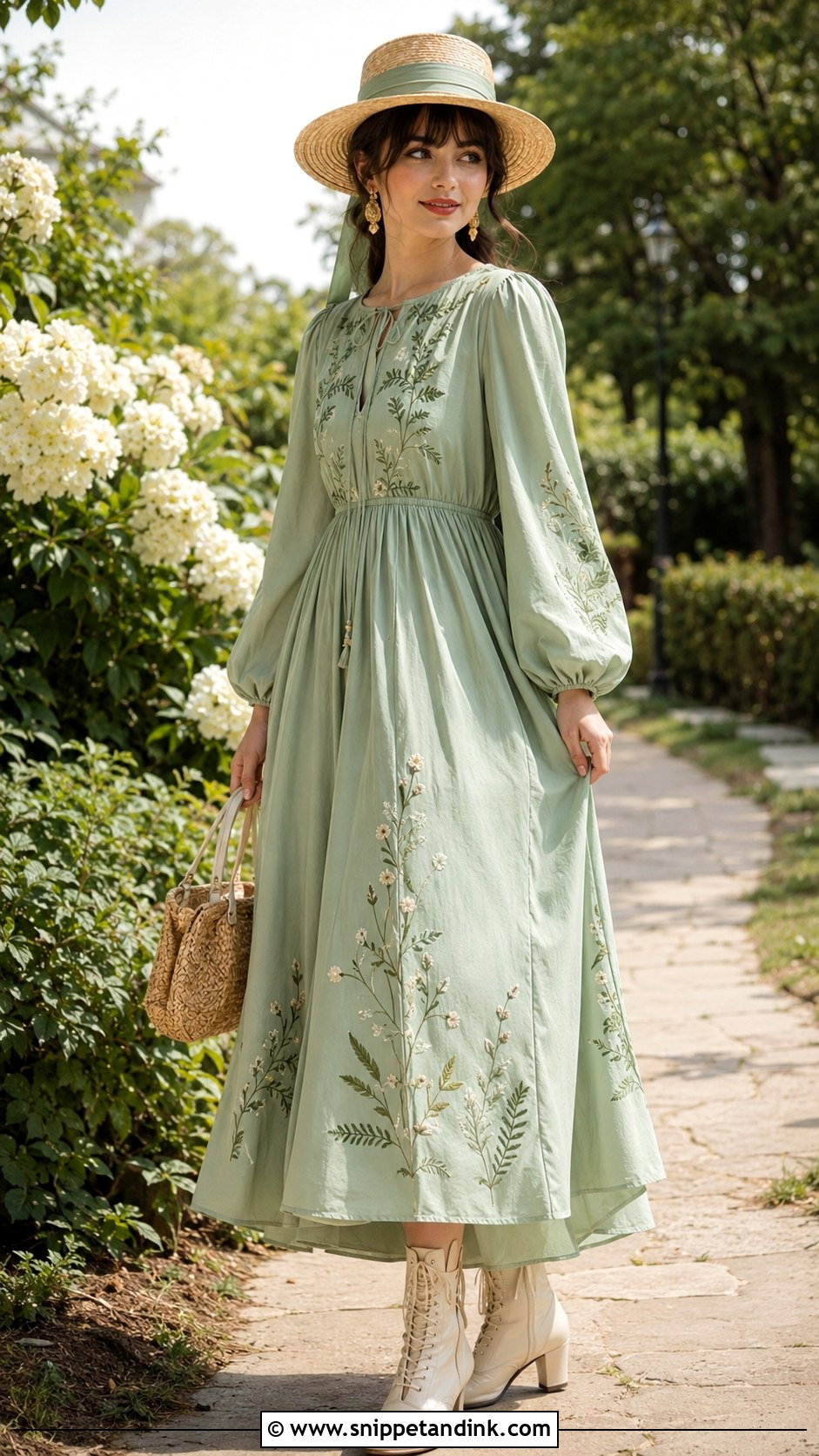 Green Tea Gown Outfit - Snippet and Ink - 20 Tea Gown Ideas