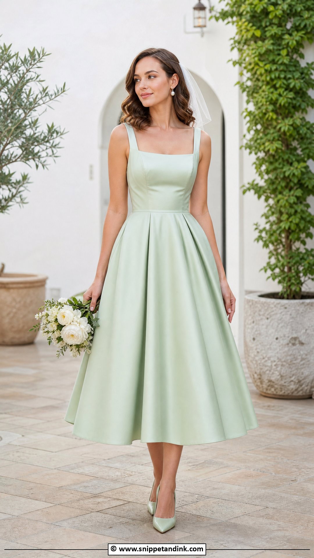 Green Tea Length Wedding Dress - Snippet and Ink - 35 Green Wedding Dress Ideas