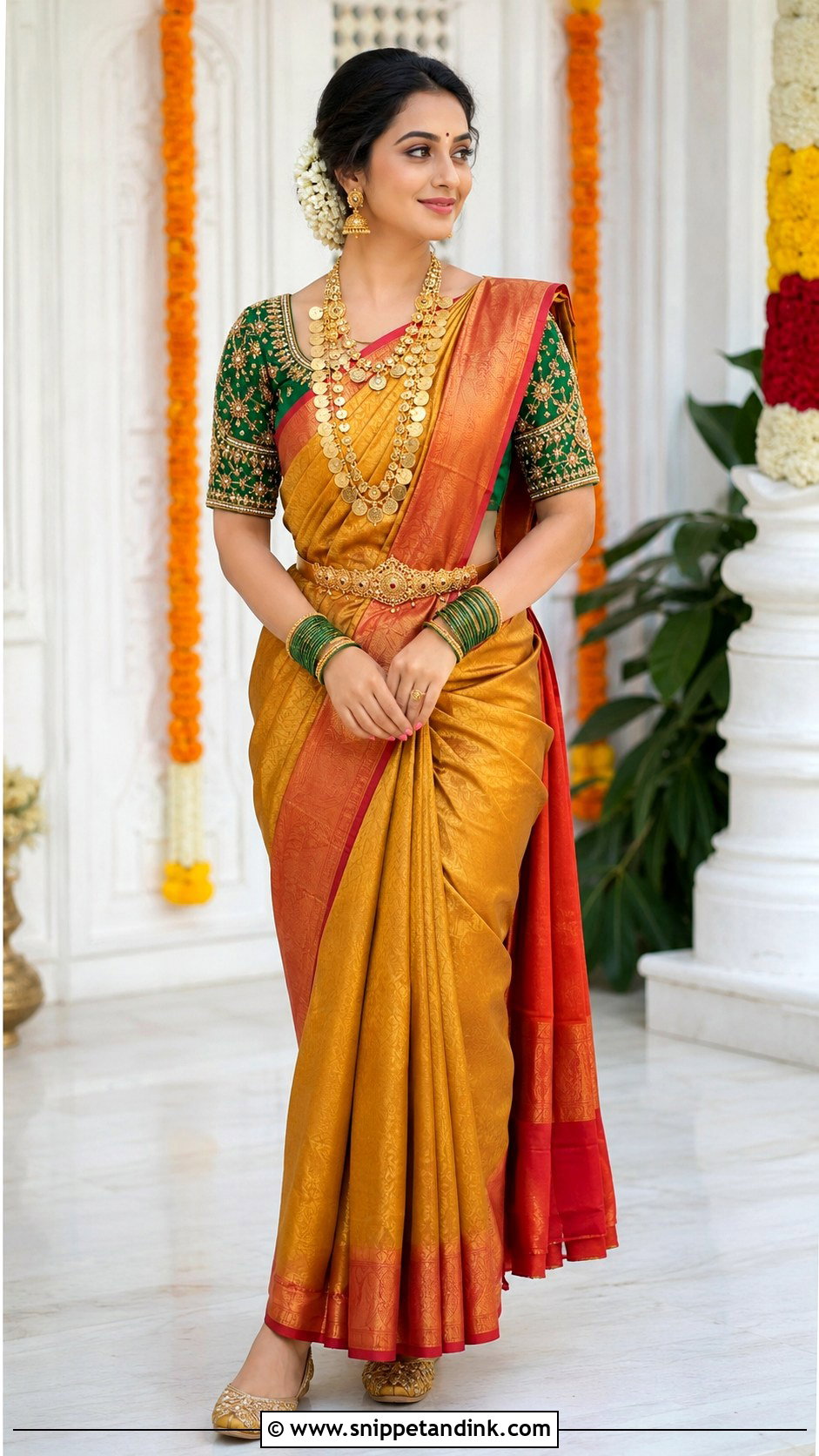 Green Temple Maggam Work Bridal Blouse - Snippet and Ink - 20 Bride Maggam Work Blouses Ideas