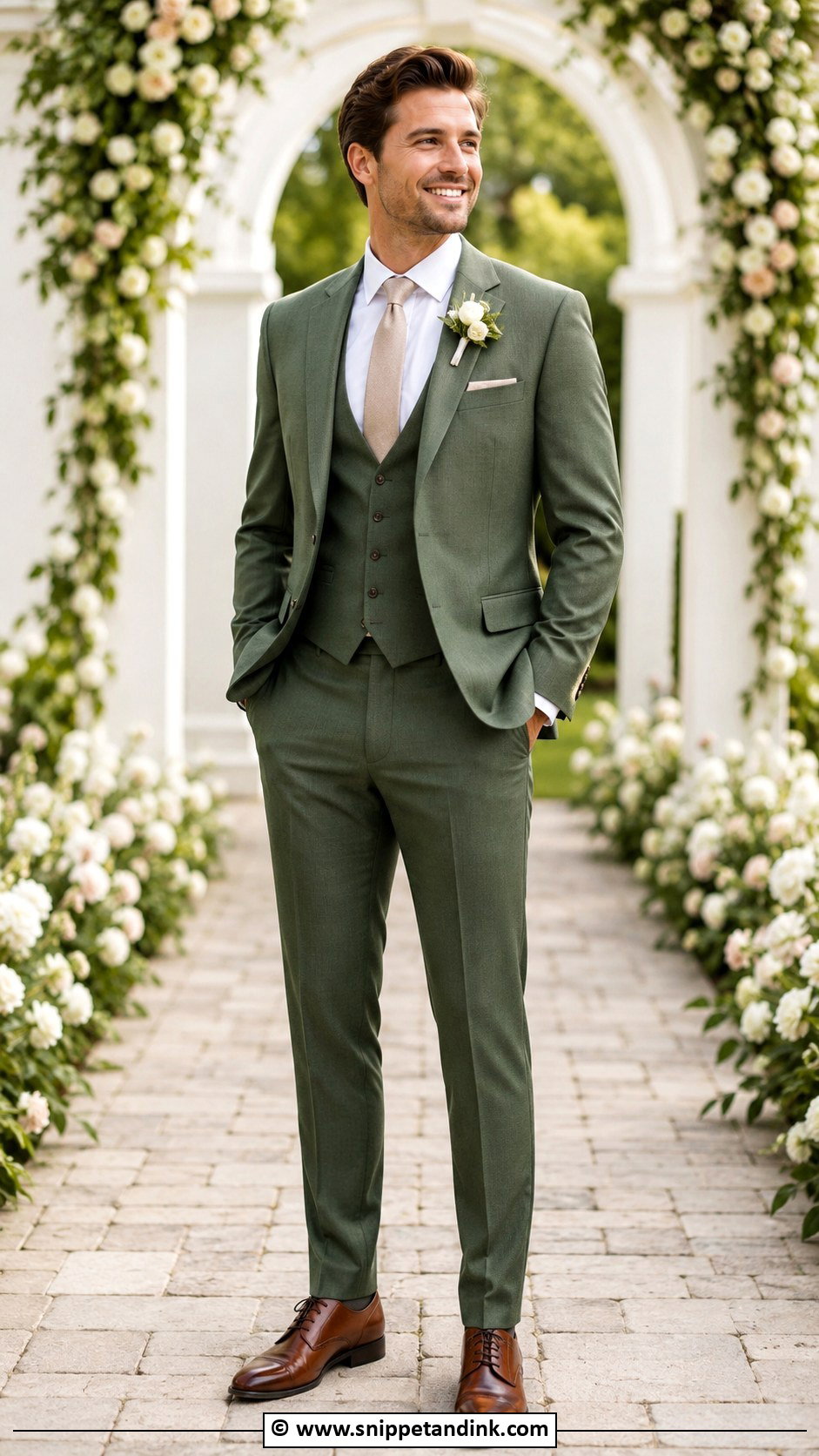Green Three Piece Wedding Suit - Snippet and Ink - 30 Green Wedding Suit Ideas
