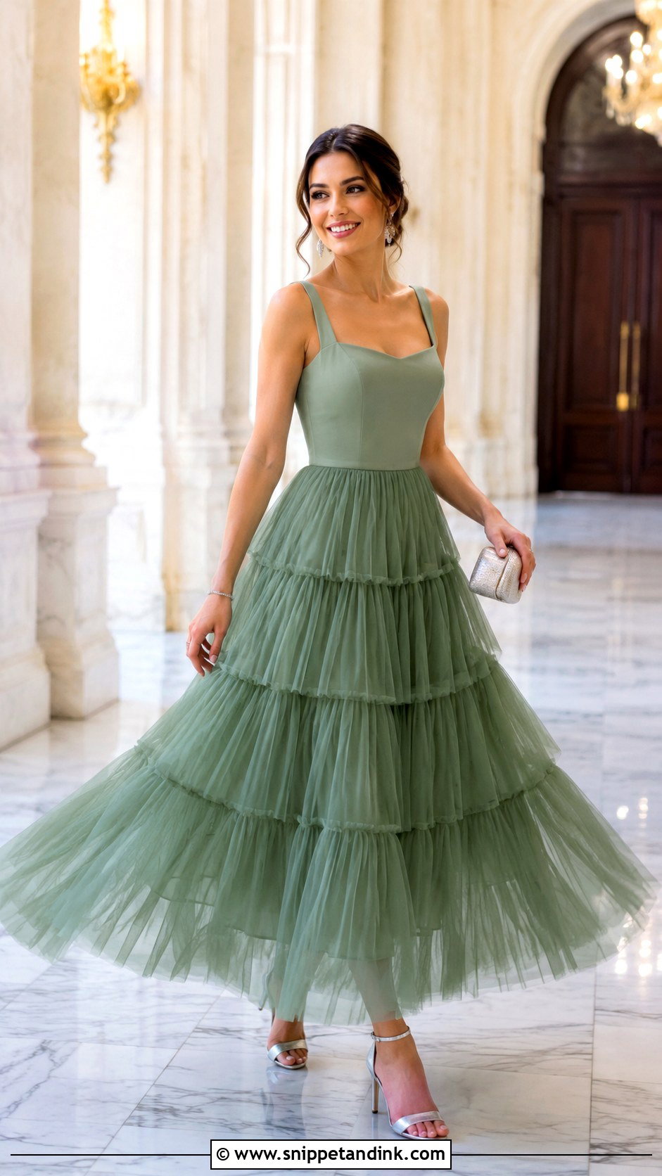 Green Tiered Tulle Princess Gown - Snippet and Ink - 20 Green Princess Gown Ideas