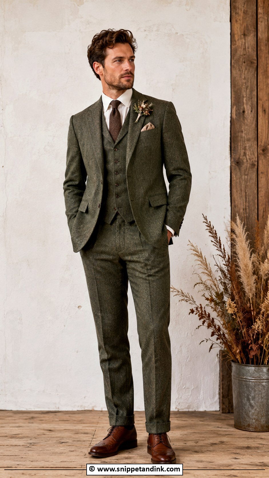 Green Tweed Wedding Suit - Snippet and Ink - 30 Green Wedding Suit Ideas