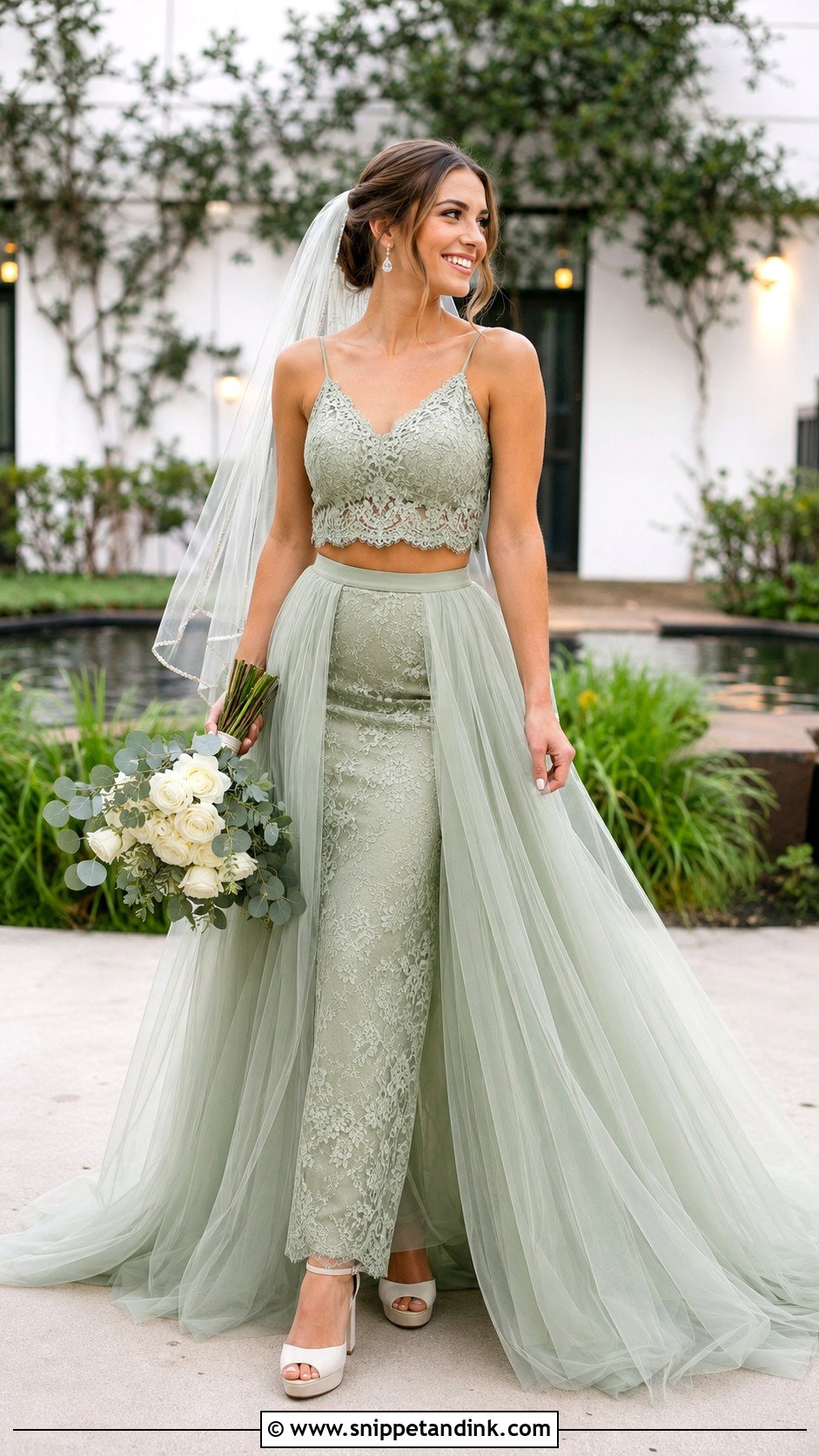 Green Two Piece Bridal Dress - Snippet and Ink - 20 Green Bride Dress Ideas