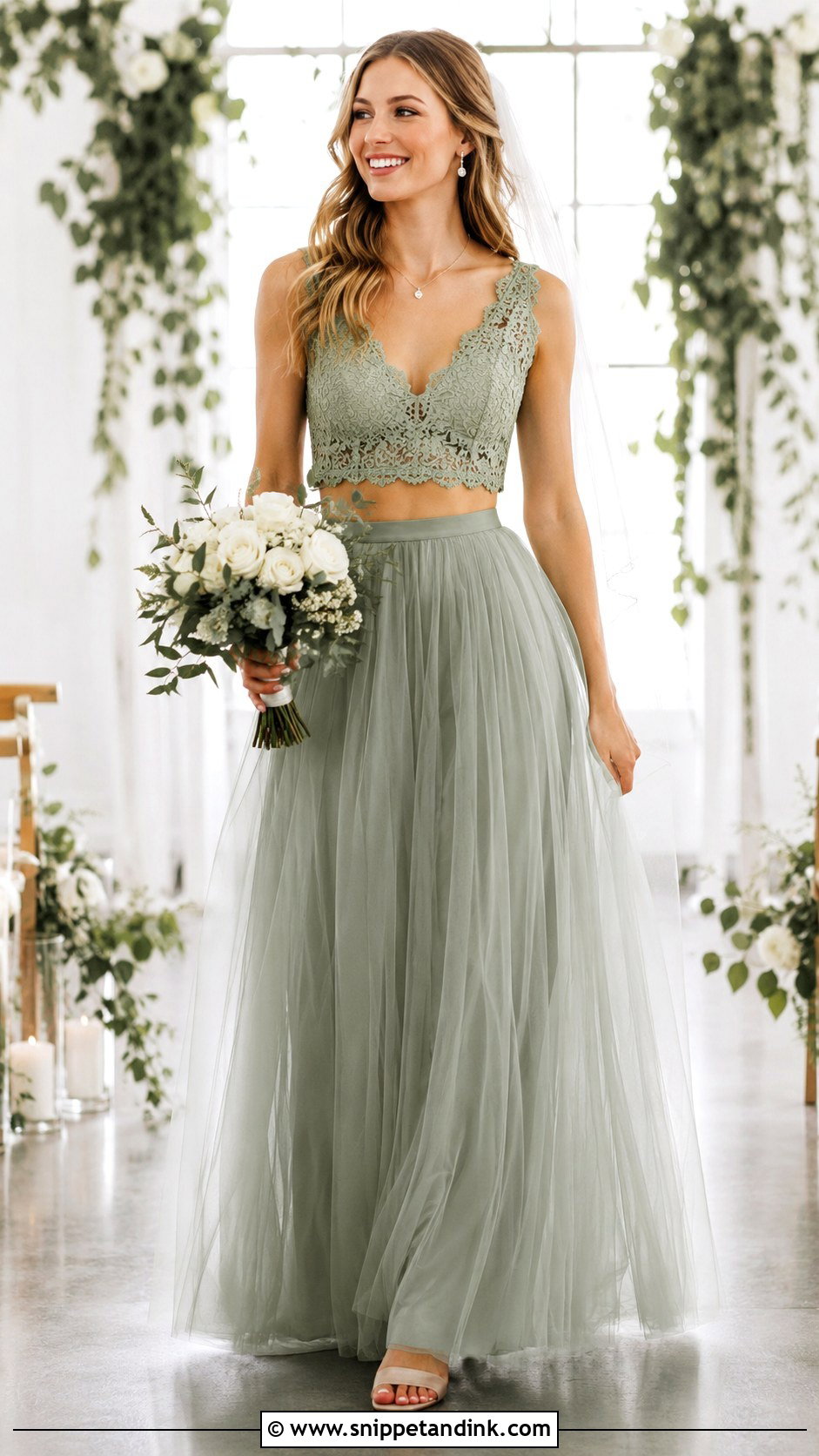 Green Two Piece Wedding Dress - Snippet and Ink - 25 Green Wedding Dresses
