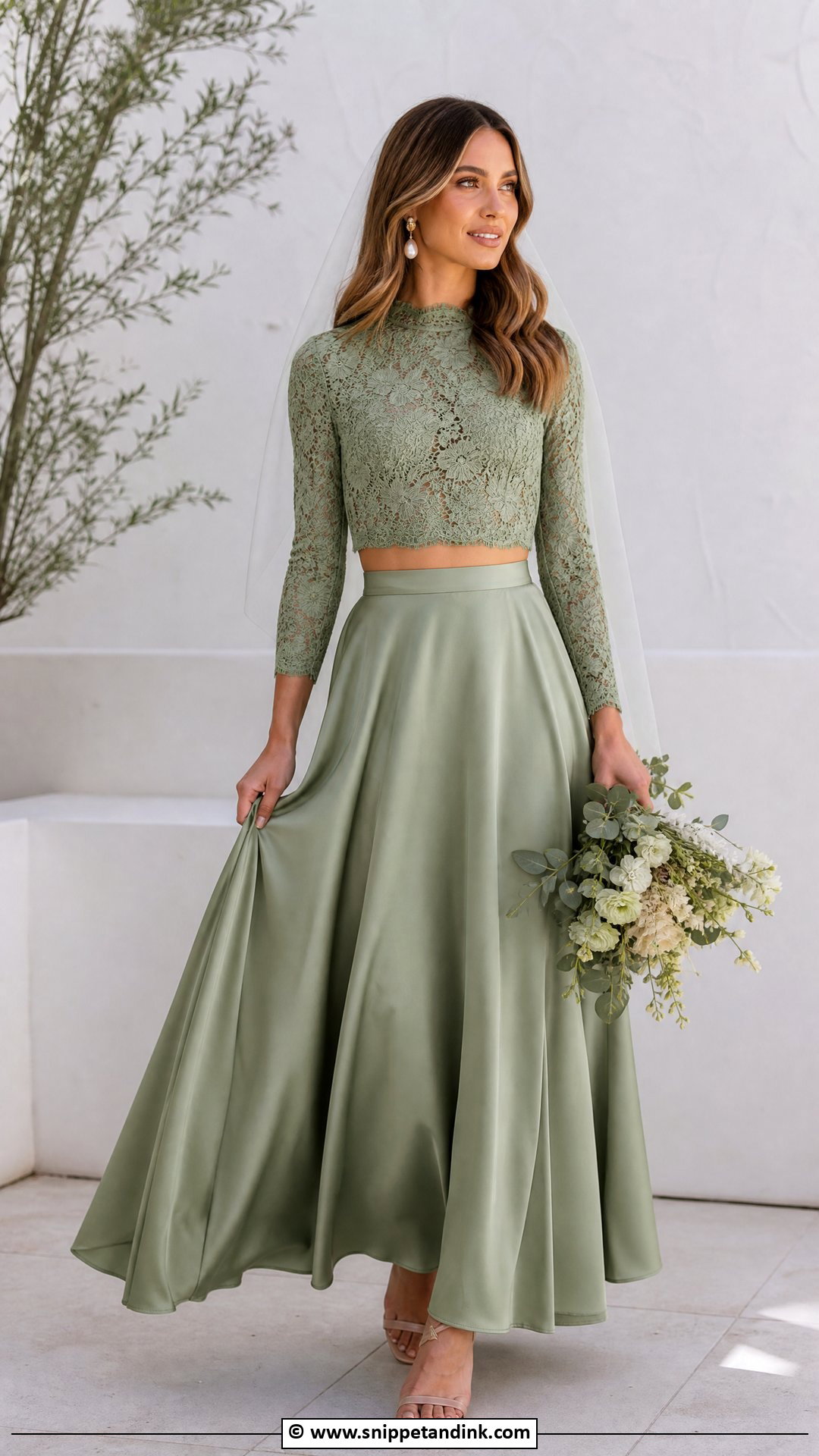 Green Two Piece Wedding Dress - Snippet and Ink - 35 Green Wedding Dress Ideas