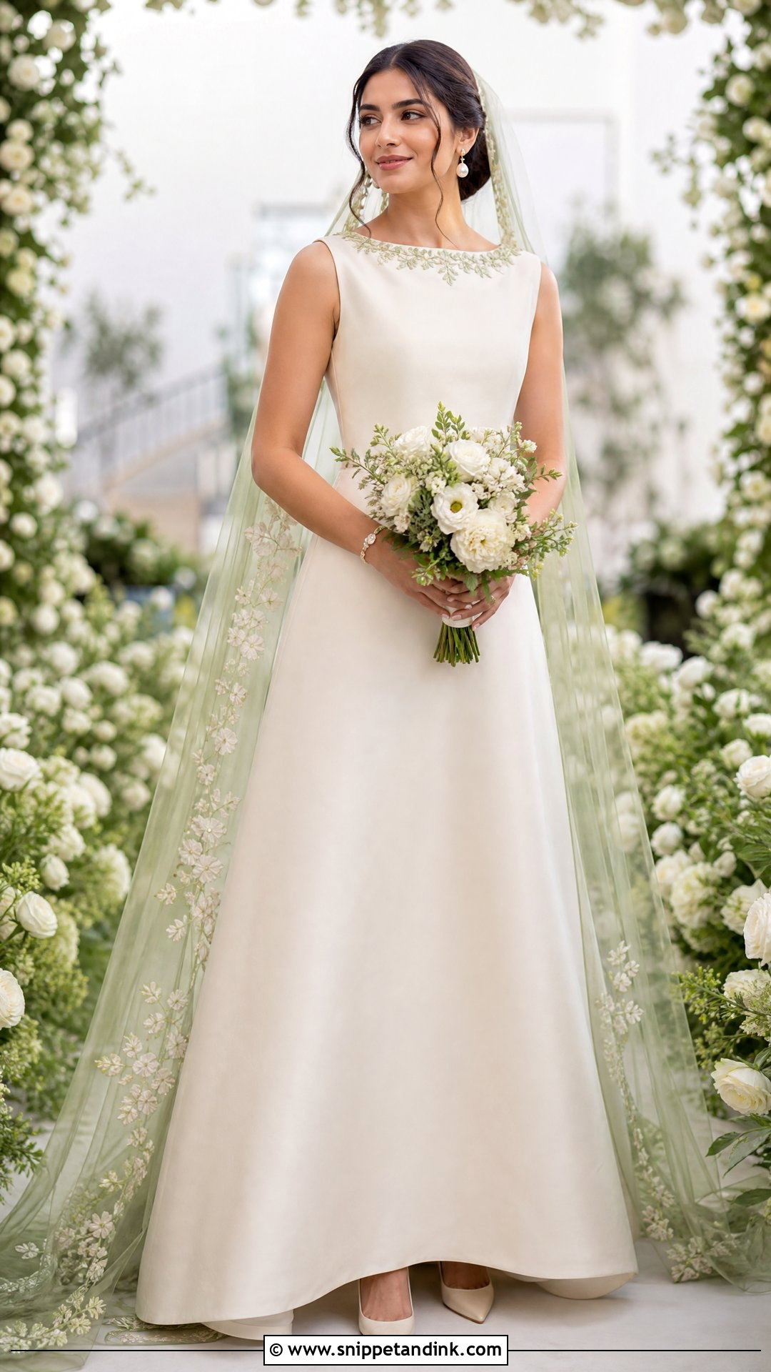 Green Veil Wedding Dress - Snippet and Ink - 20 Wedding Dress with Green Detail Ideas