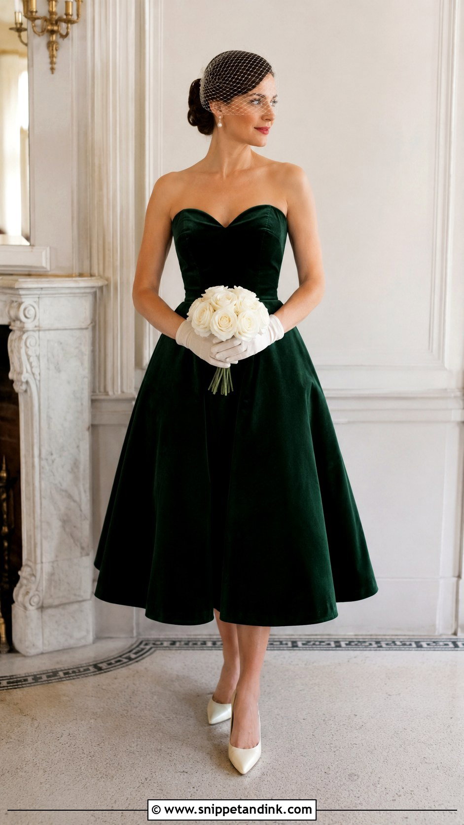 Green Velvet Tea Length Wedding Dress - Snippet and Ink - 20 Green Velvet Wedding Dress Ideas