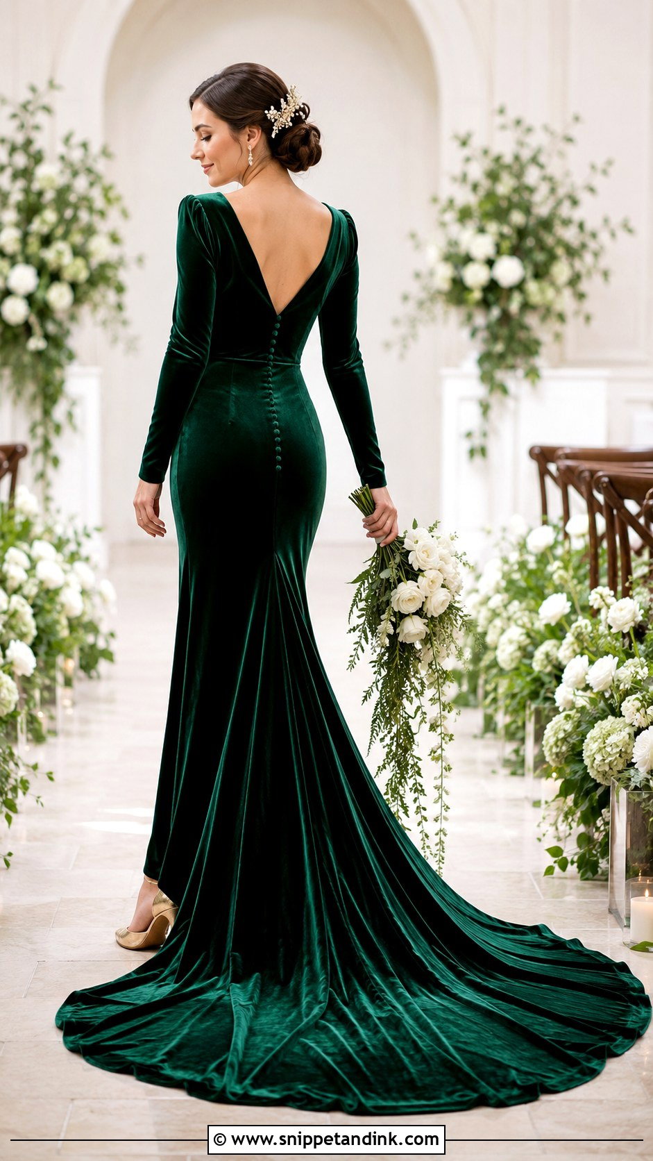 Green Velvet Wedding Dress With Train - Snippet and Ink - 20 Green Velvet Wedding Dress Ideas