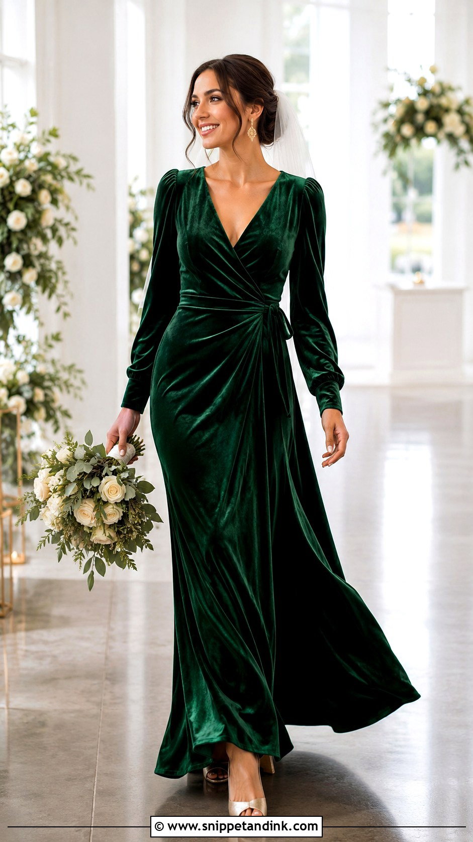 Green Velvet Wrap Wedding Dress - Snippet and Ink - 20 Green Velvet Wedding Dress Ideas
