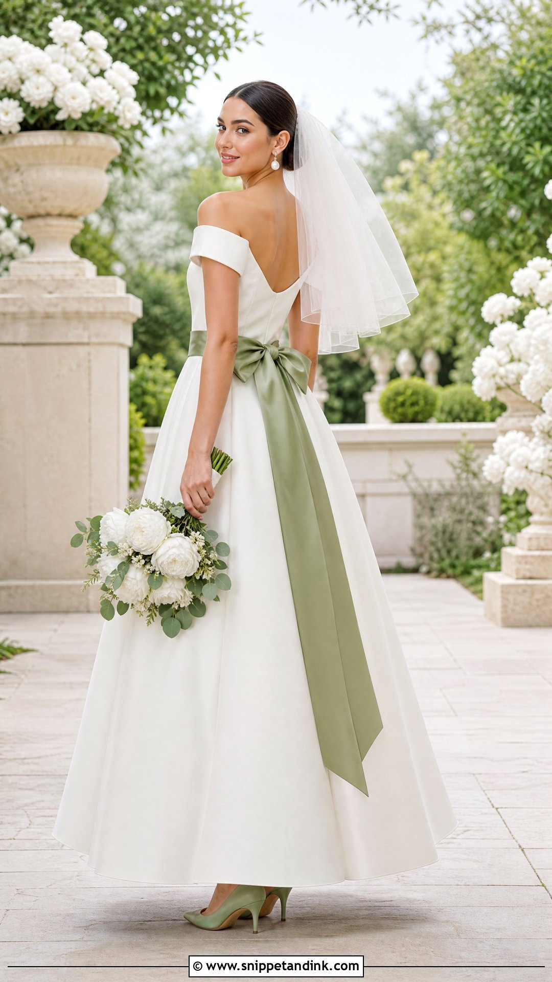 Green Waist Sash Wedding Dress - Snippet and Ink - 20 Wedding Dress with Green Detail Ideas