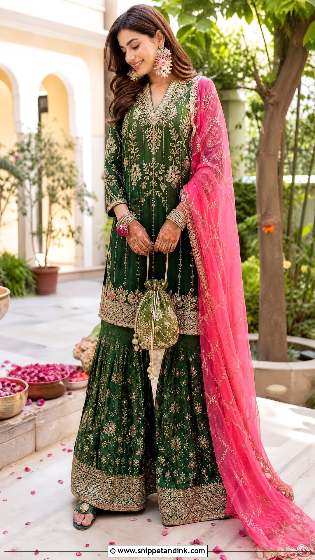 Green Wedding Chappal With Mehndi Sharara - Snippet and Ink - 20 Wedding Chappal for Bride Ideas