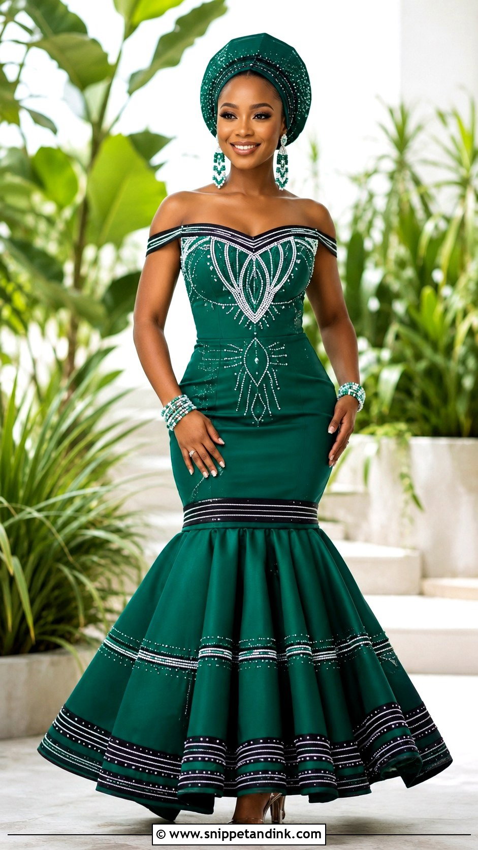 Green Xhosa Traditional Wedding Dress - Snippet and Ink - 25 Xhosa Traditional Wedding Dresses