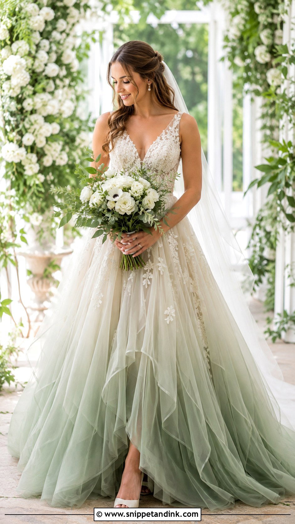 Green and Ivory Ombre Wedding Gown - Snippet and Ink - 20 Green Wedding Gown Ideas
