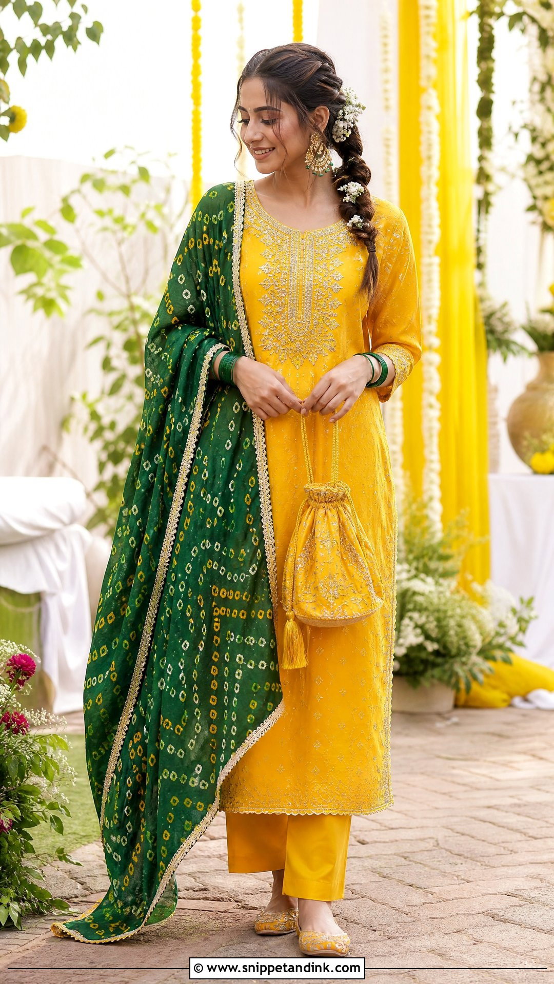 Green and Yellow Suit for Haldi Ceremony - Snippet and Ink - 20 Suit for Haldi Ceremony Ideas