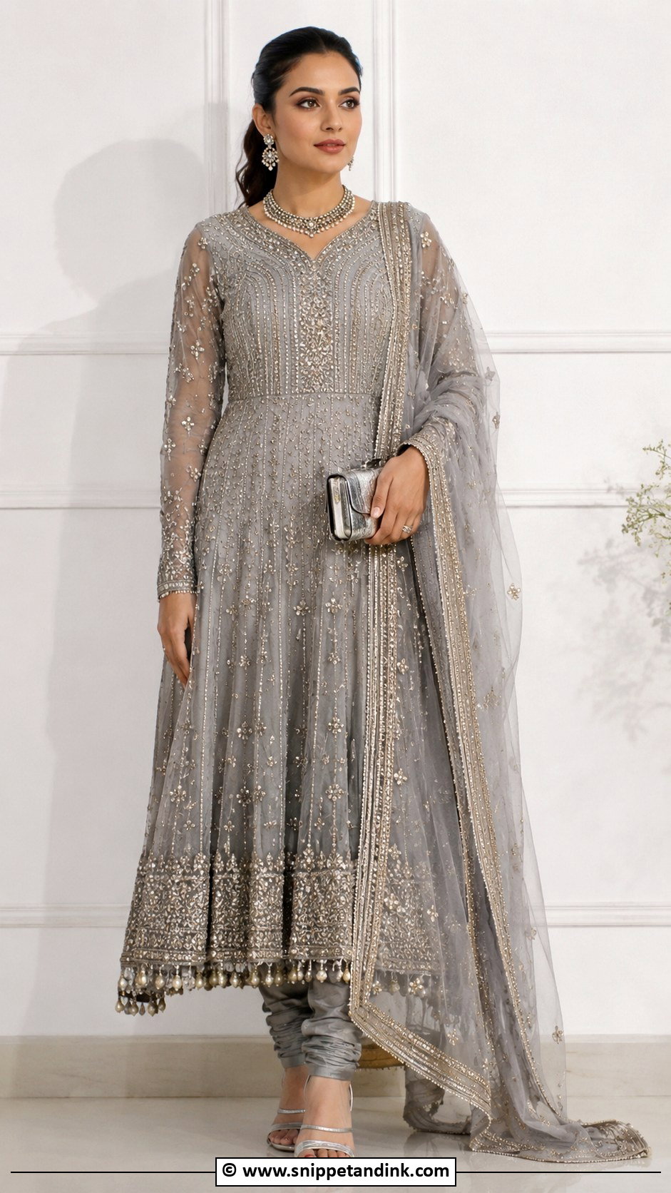 Grey Anarkali Wedding Suit - Snippet and Ink - 25 Heavy Anarkali Wedding Suits