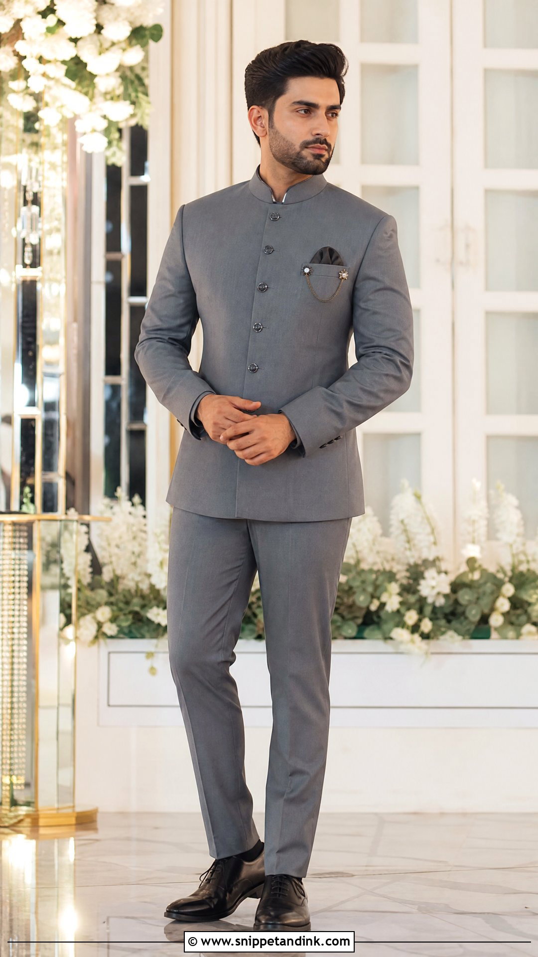 Grey Bandhgala With Trousers - Snippet and Ink - 25 Indian Bride Brother Outfit Ideas